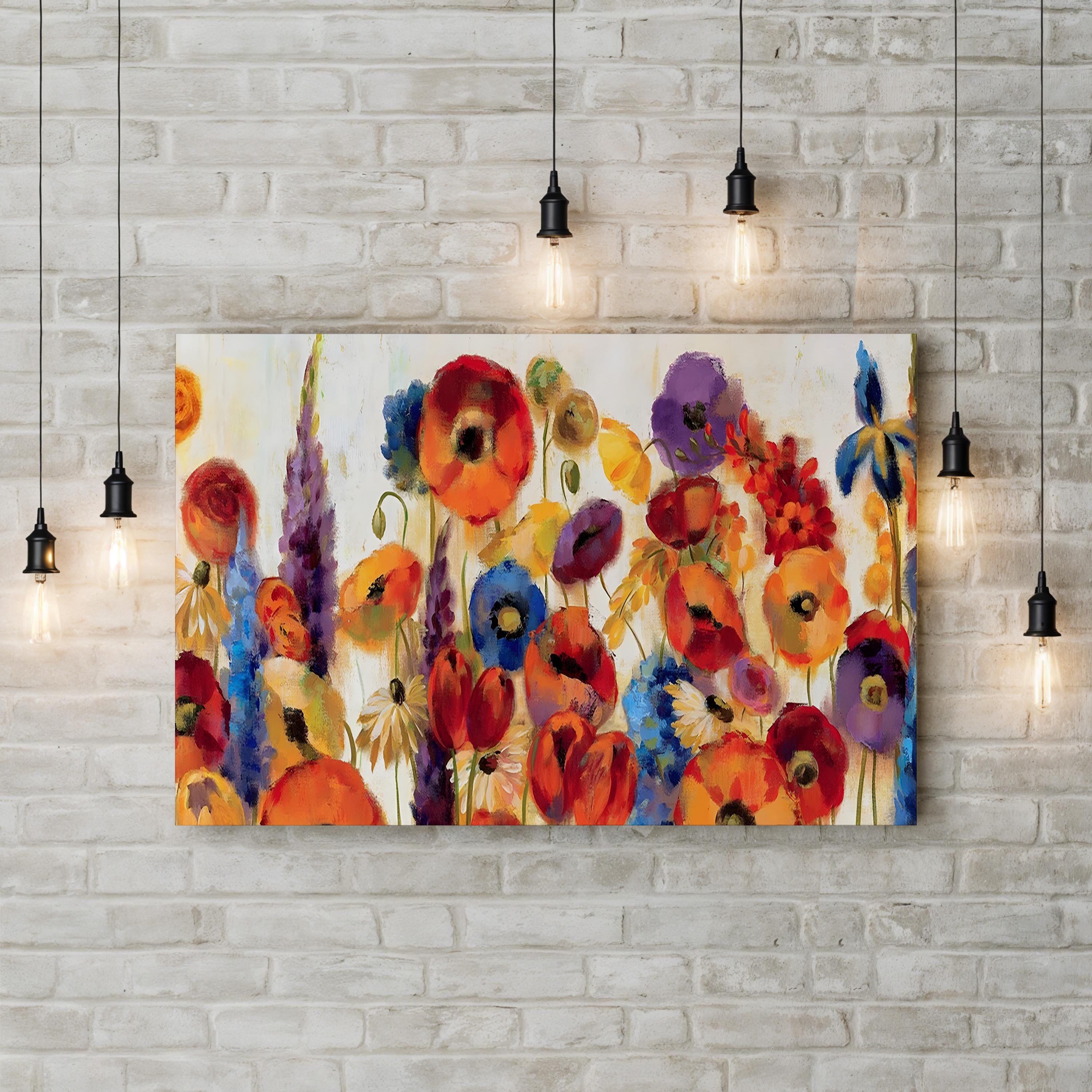 Joyful Garden Wall Art by Silvia Vassileva | Contemporary Colorful Floral Canvas