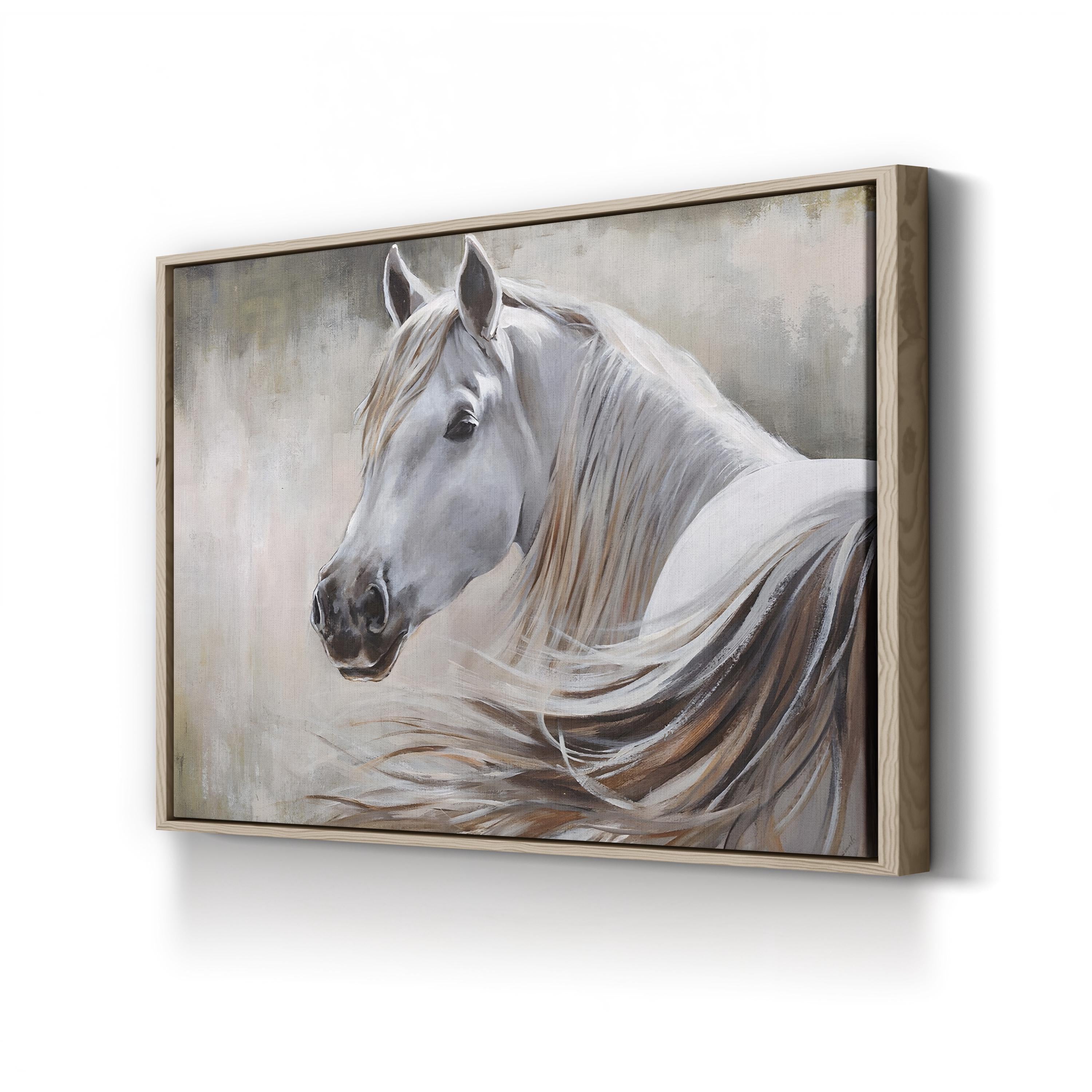 White Horse in Soft Light – Period Illustration Wall Art | Rustic Farmhouse Canvas Print