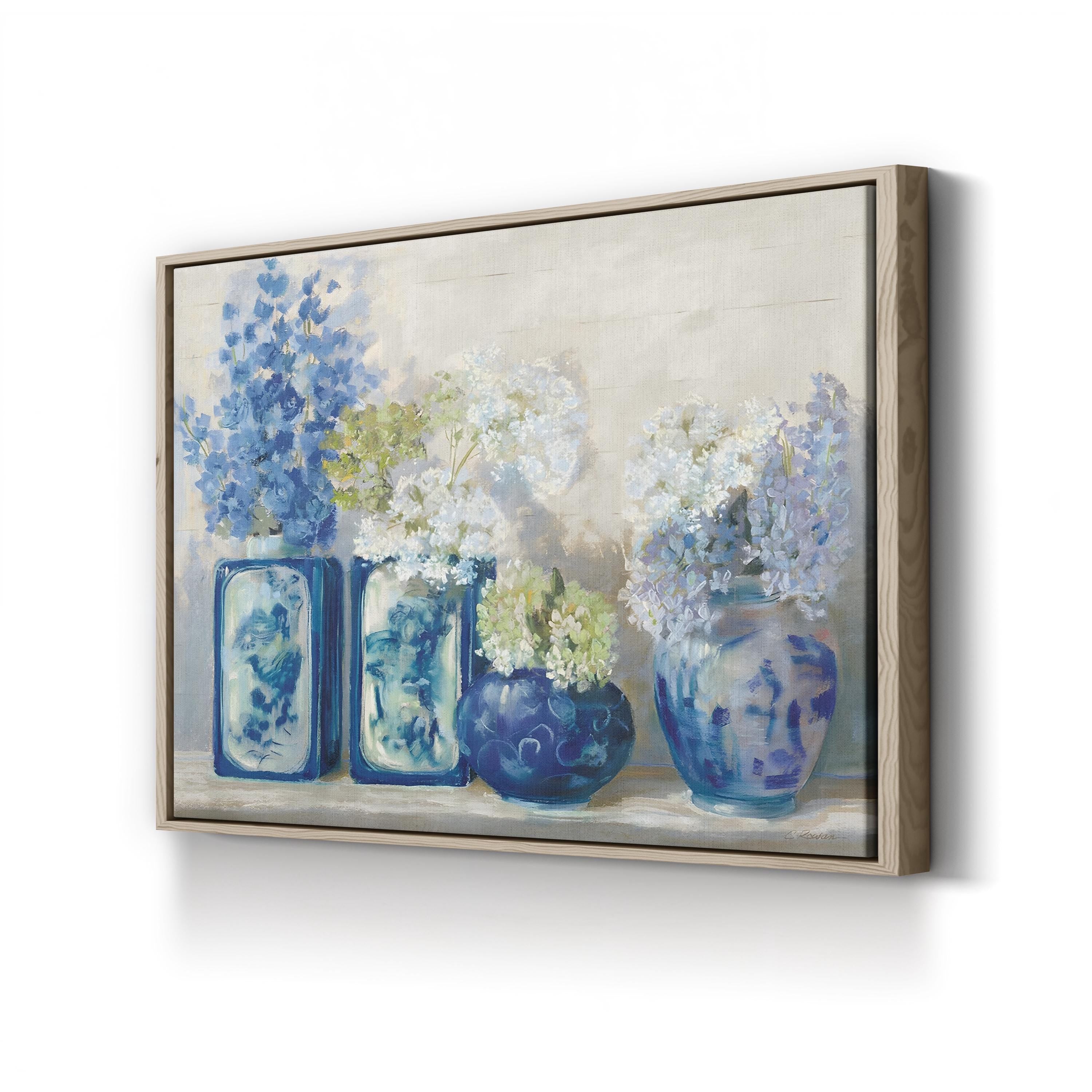 Lady’s Mantle on Shiplap Wall Art by Carol Rowan | Soft Green Botanical Still Life Canvas