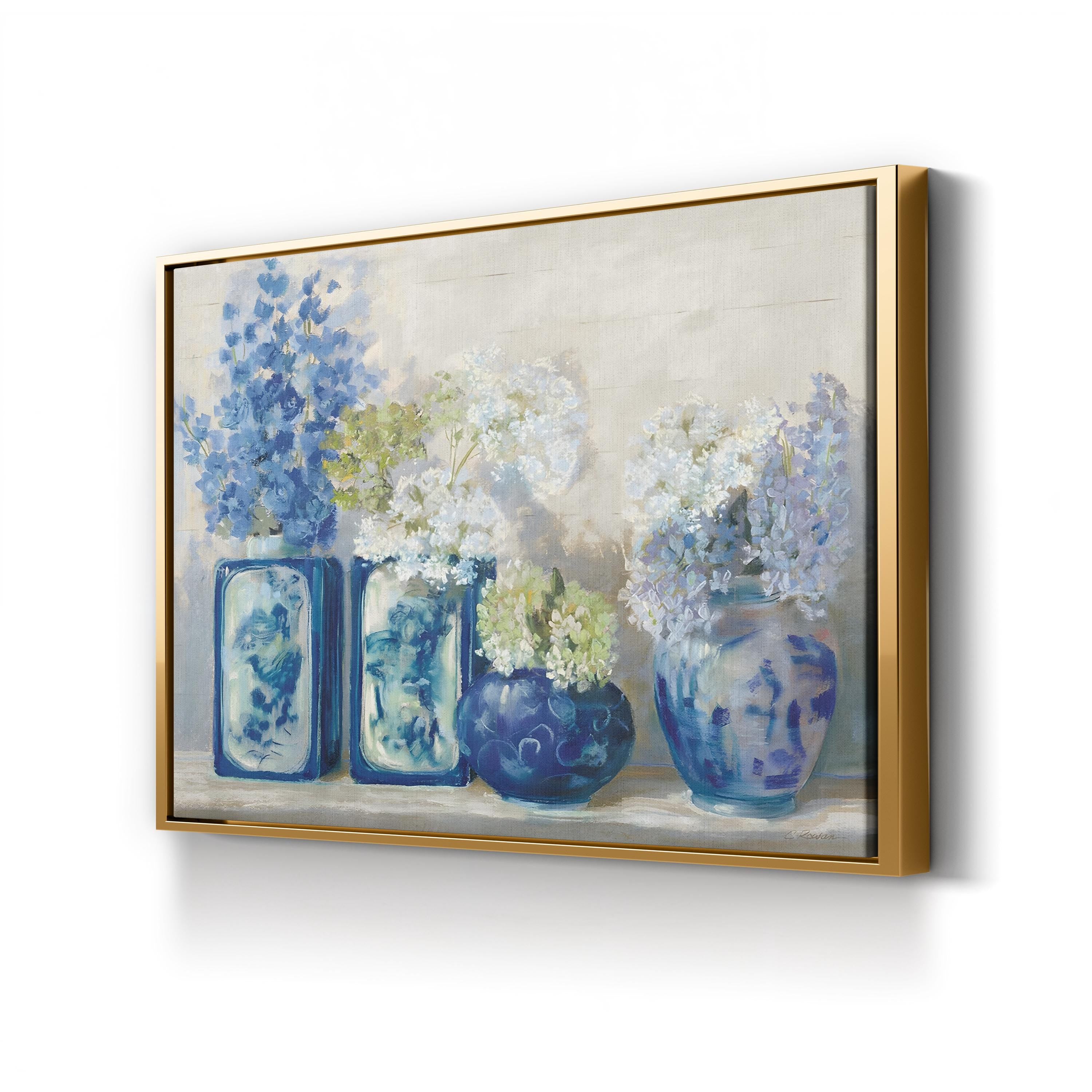 Lady’s Mantle on Shiplap Wall Art by Carol Rowan | Soft Green Botanical Still Life Canvas
