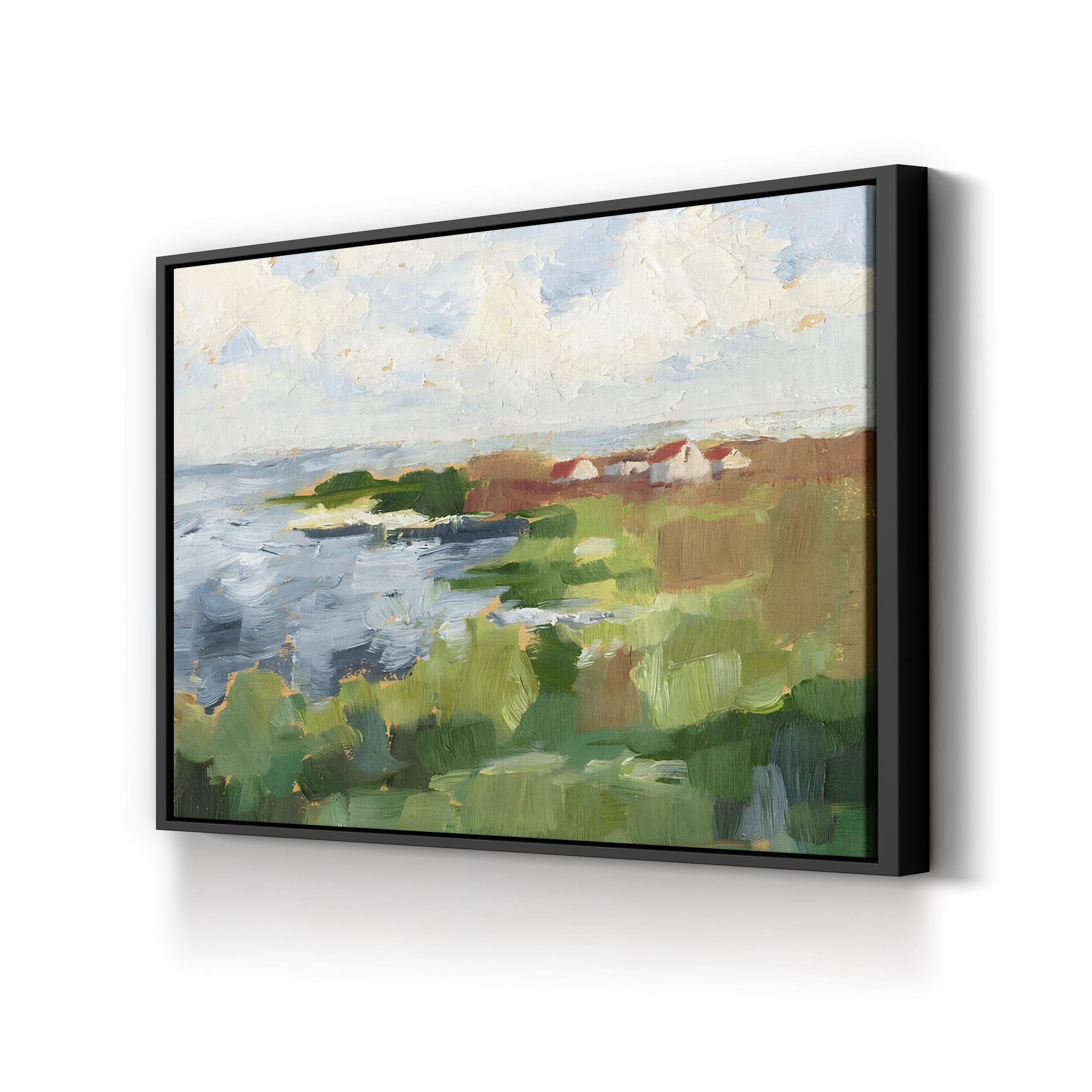 Lakeside Cottages II by Ethan Harper canvas print in Black Framed Canvas