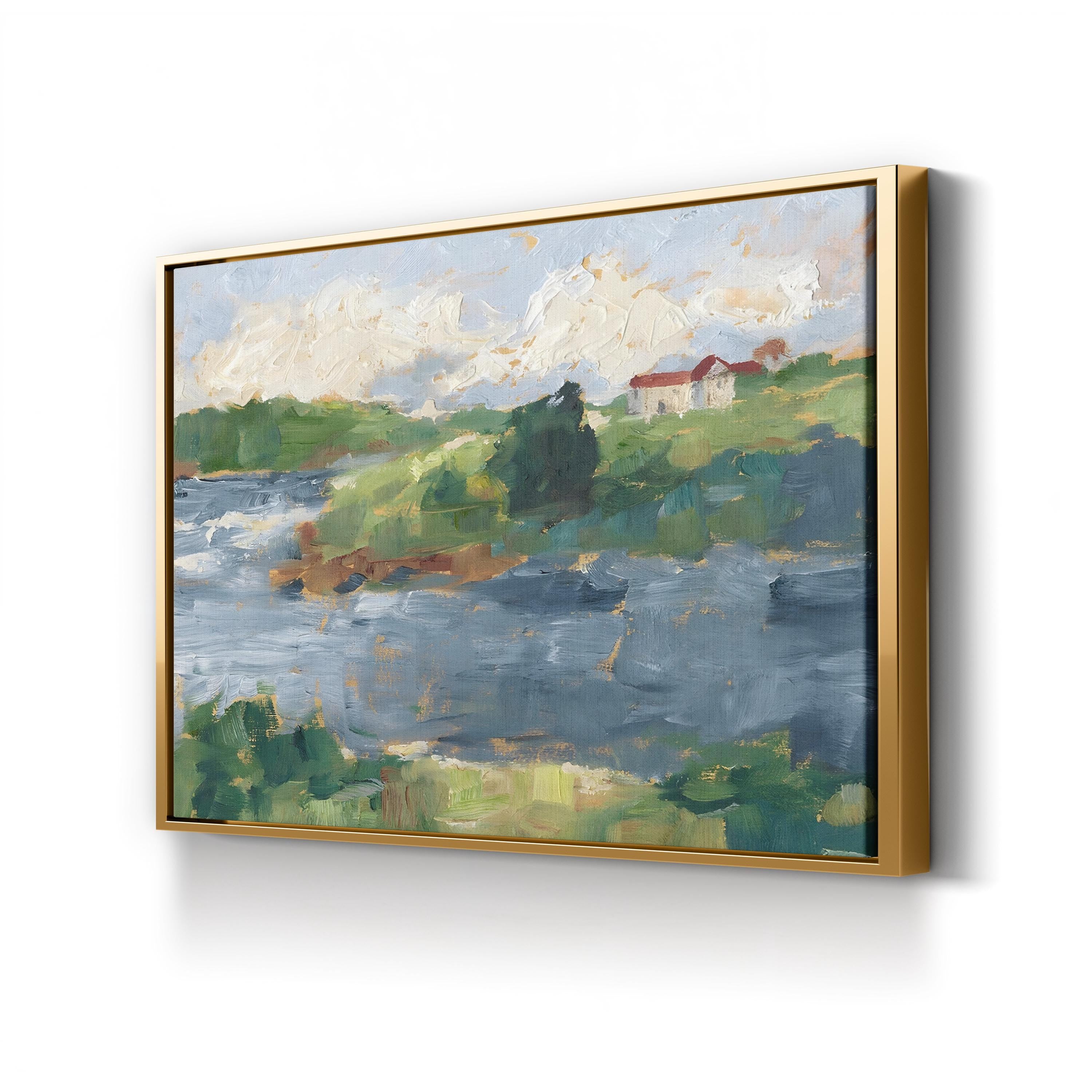 Lakeside Cottages IV by Ethan Harper canvas print in Gold Framed Canvas