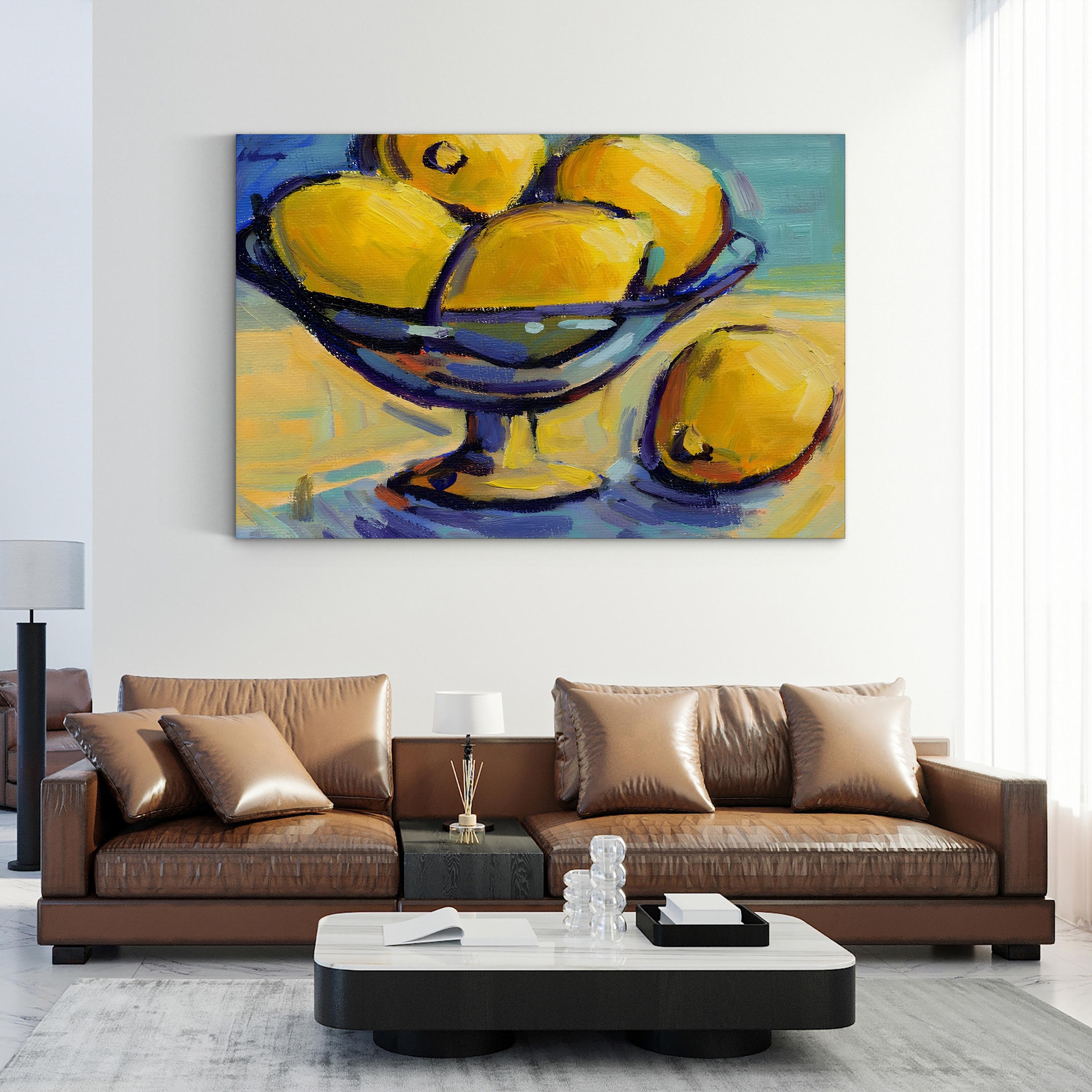 Lemons 2 Wall Art by Konnie Kim | Contemporary Abstract Citrus Painting