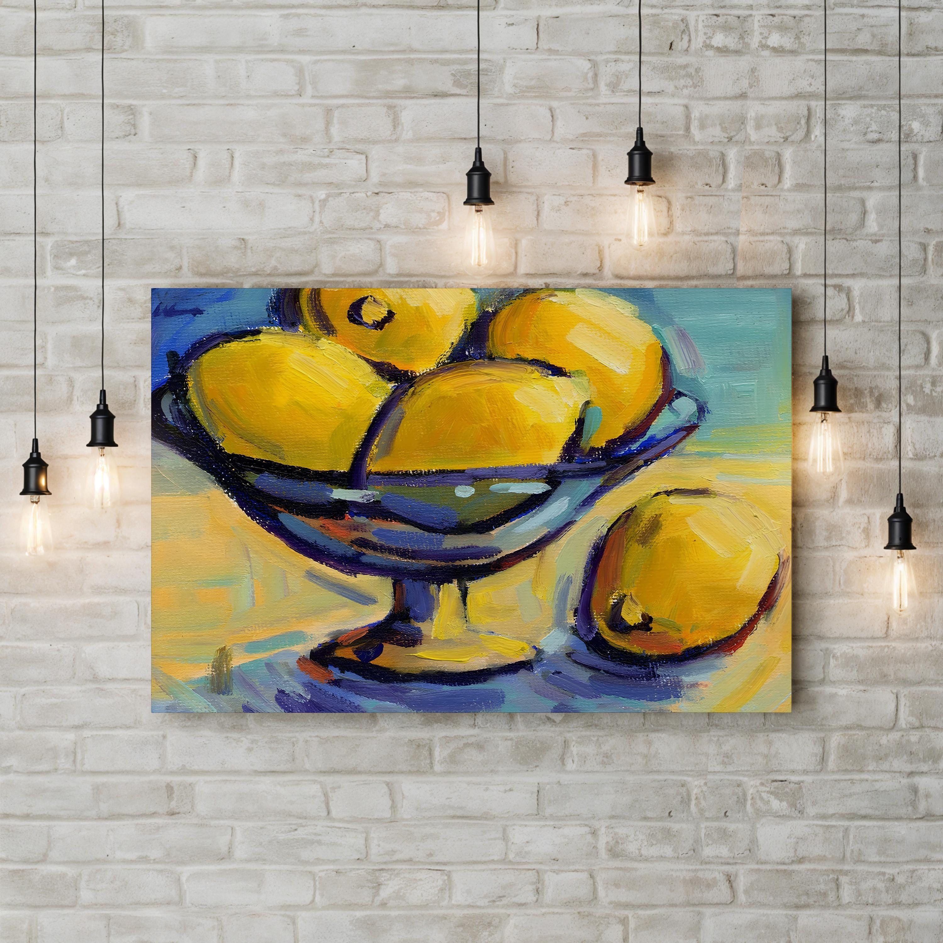 Lemons 2 Wall Art by Konnie Kim | Contemporary Abstract Citrus Painting
