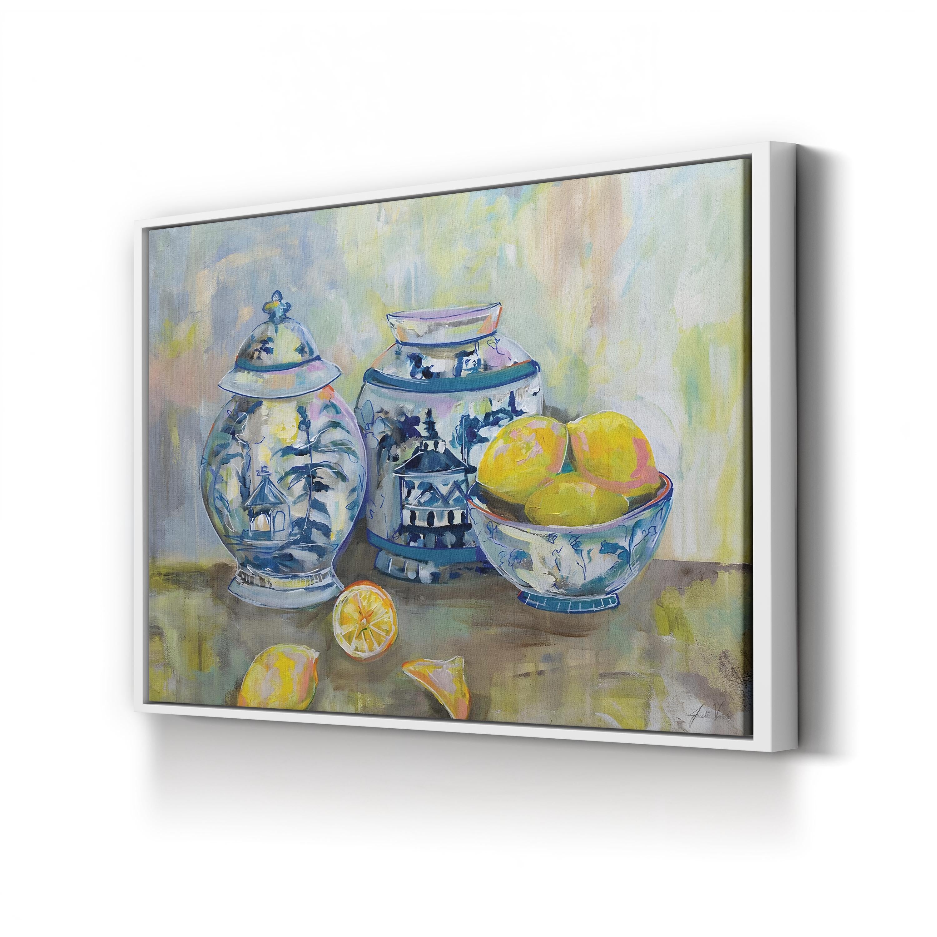 Lemon Life Wall Art by Jeanette Vertentes | Vibrant Citrus Still Life Canvas