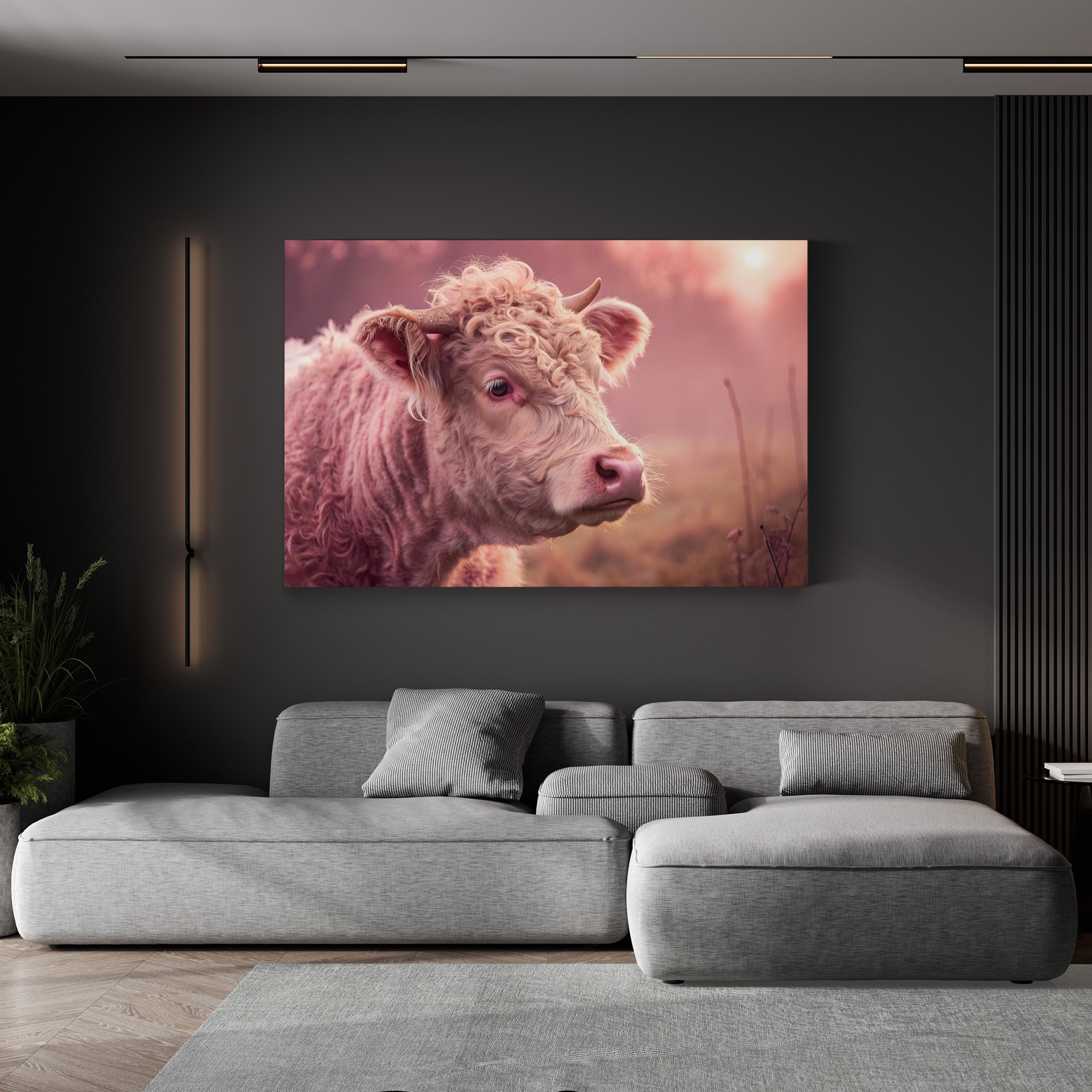 Calf Portrait Canvas – Neutral Farm Animal Wall Art