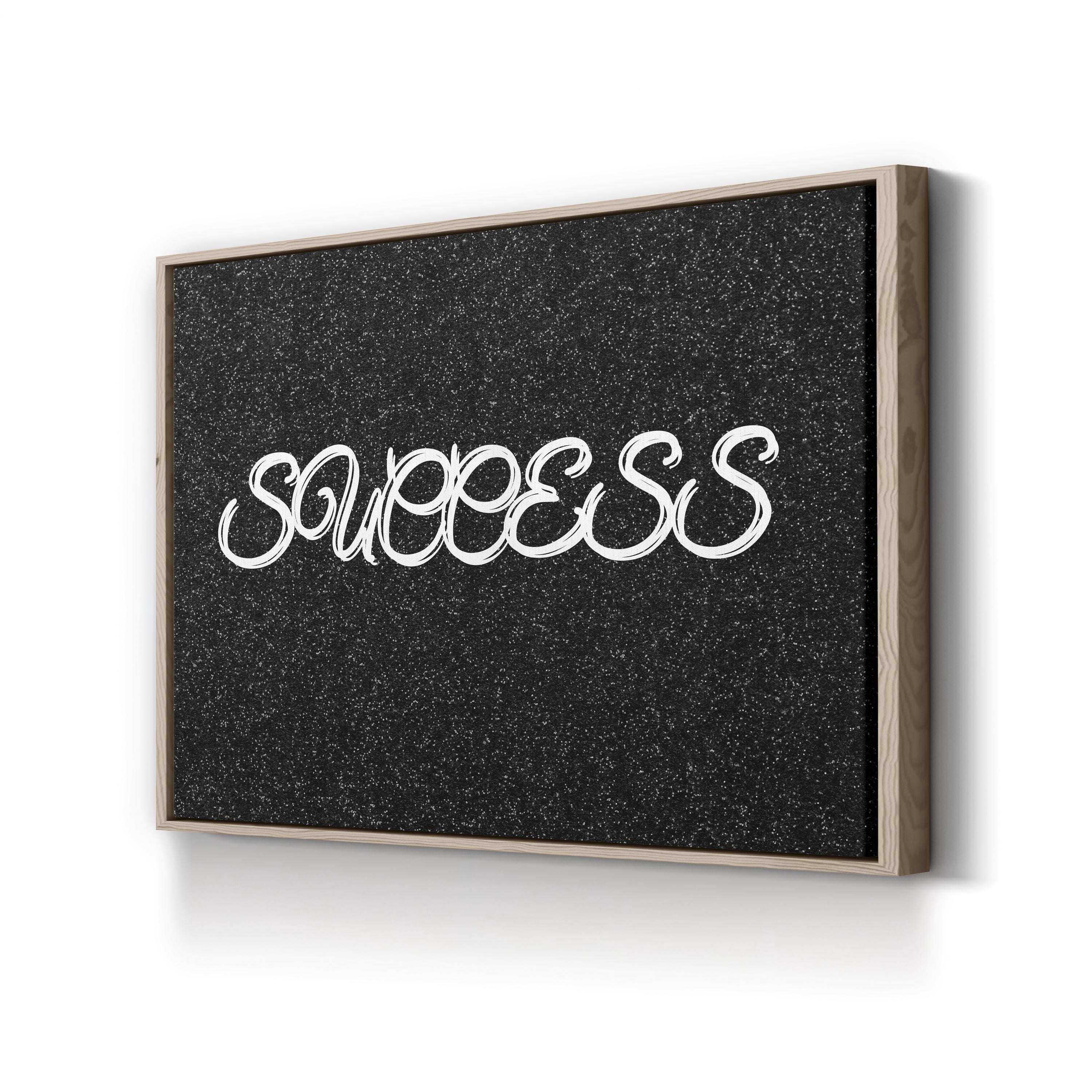 Success Calligraphy Wall Art | Black & White Inspirational Typography Canvas