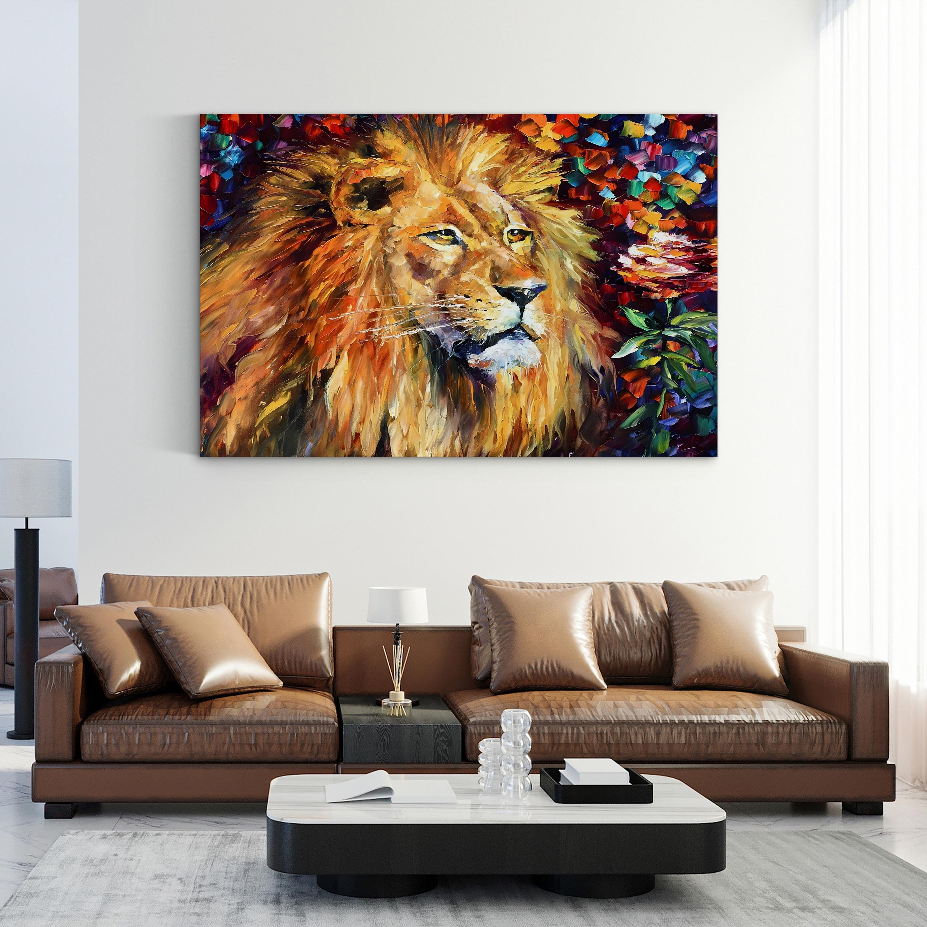 Lion of Zion Wall Art by Leonid Afremov – Contemporary Abstract Lion Painting