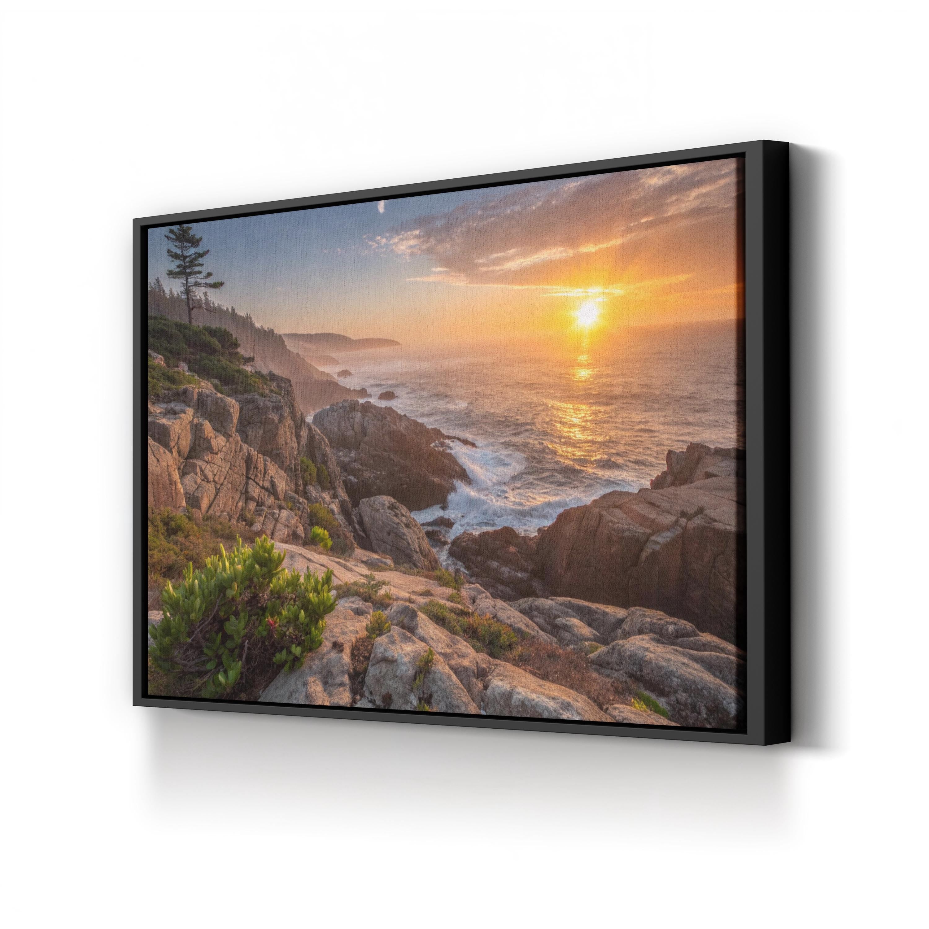 Framed Ocean Sunset – Vintage Photography Wall Art | Coastal Seascape Canvas Print