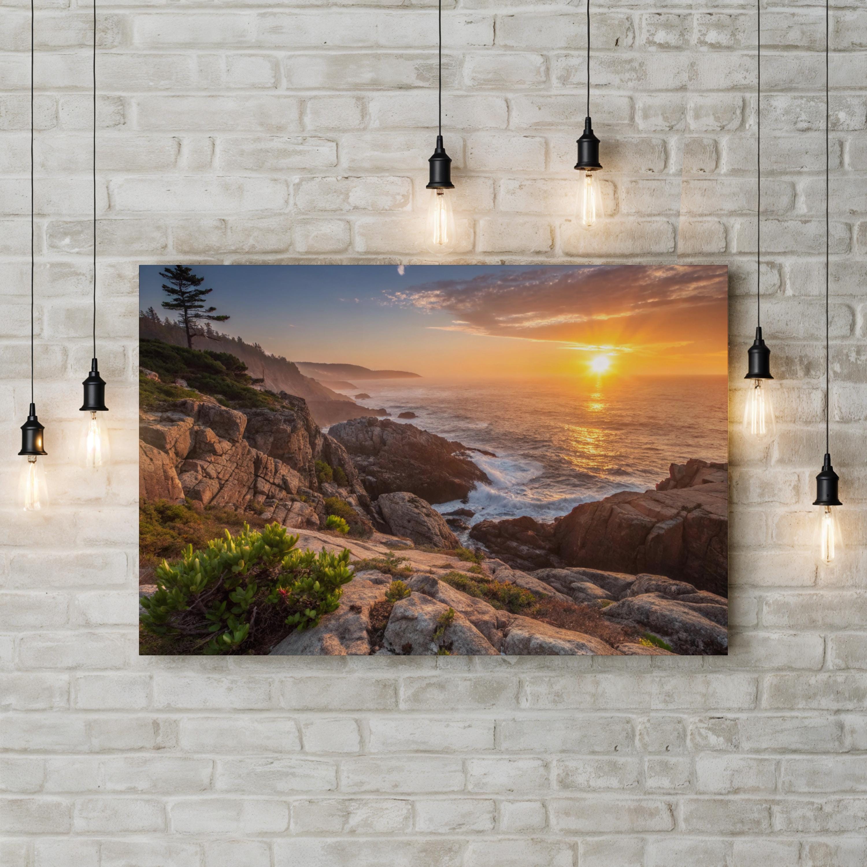 Framed Ocean Sunset – Vintage Photography Wall Art | Coastal Seascape Canvas Print