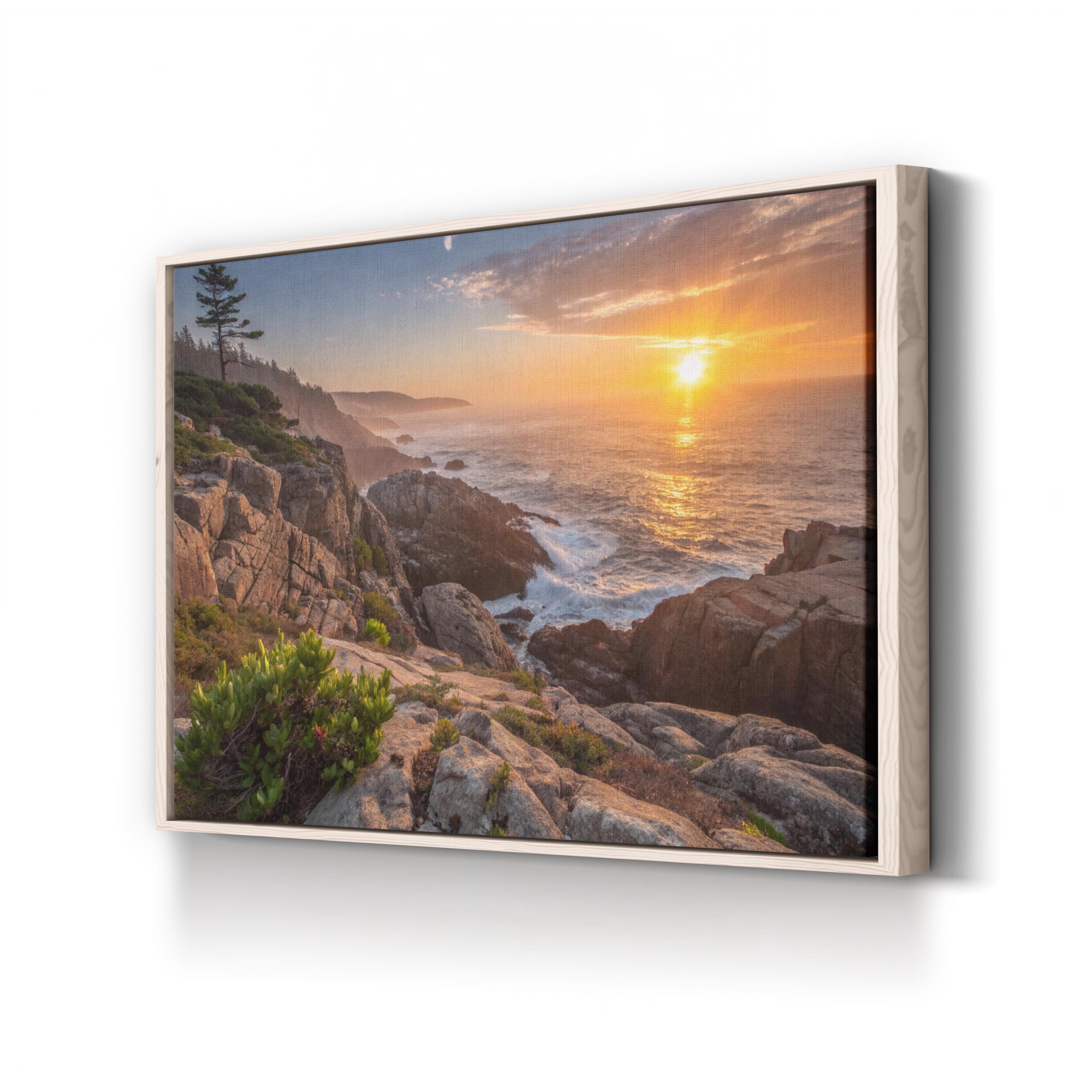 Framed Ocean Sunset – Vintage Photography Wall Art | Coastal Seascape Canvas Print