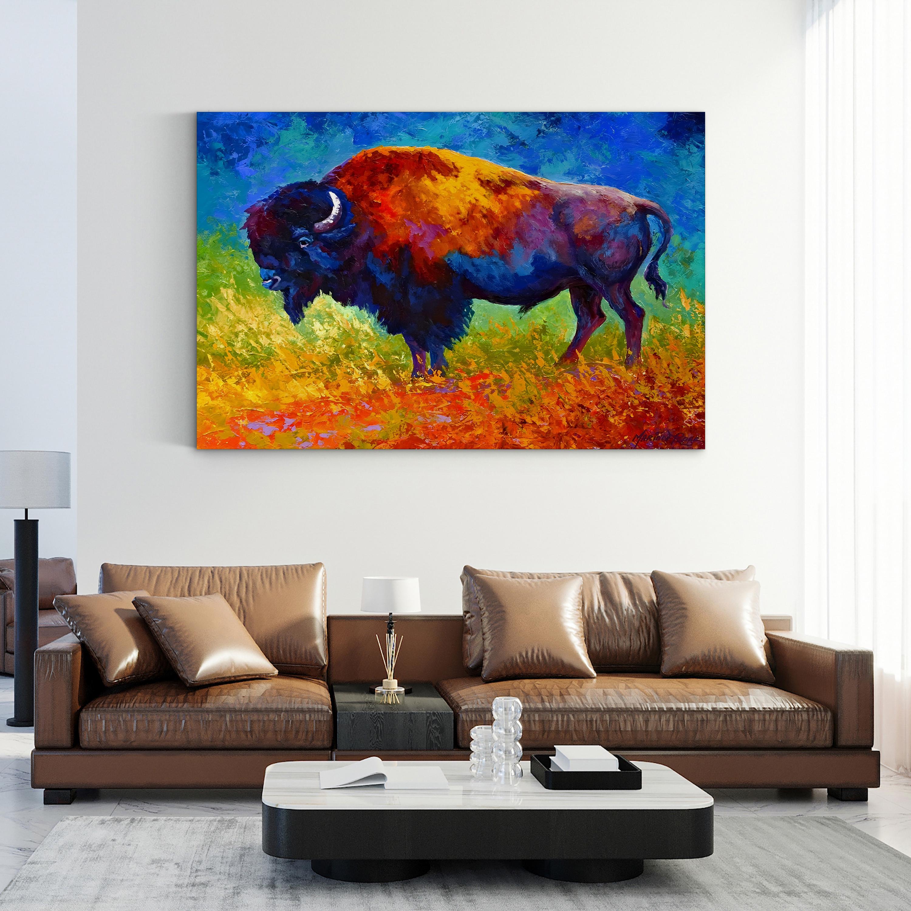 Master Bison Wall Art by Marion Rose | Contemporary Colorful Wildlife Canvas