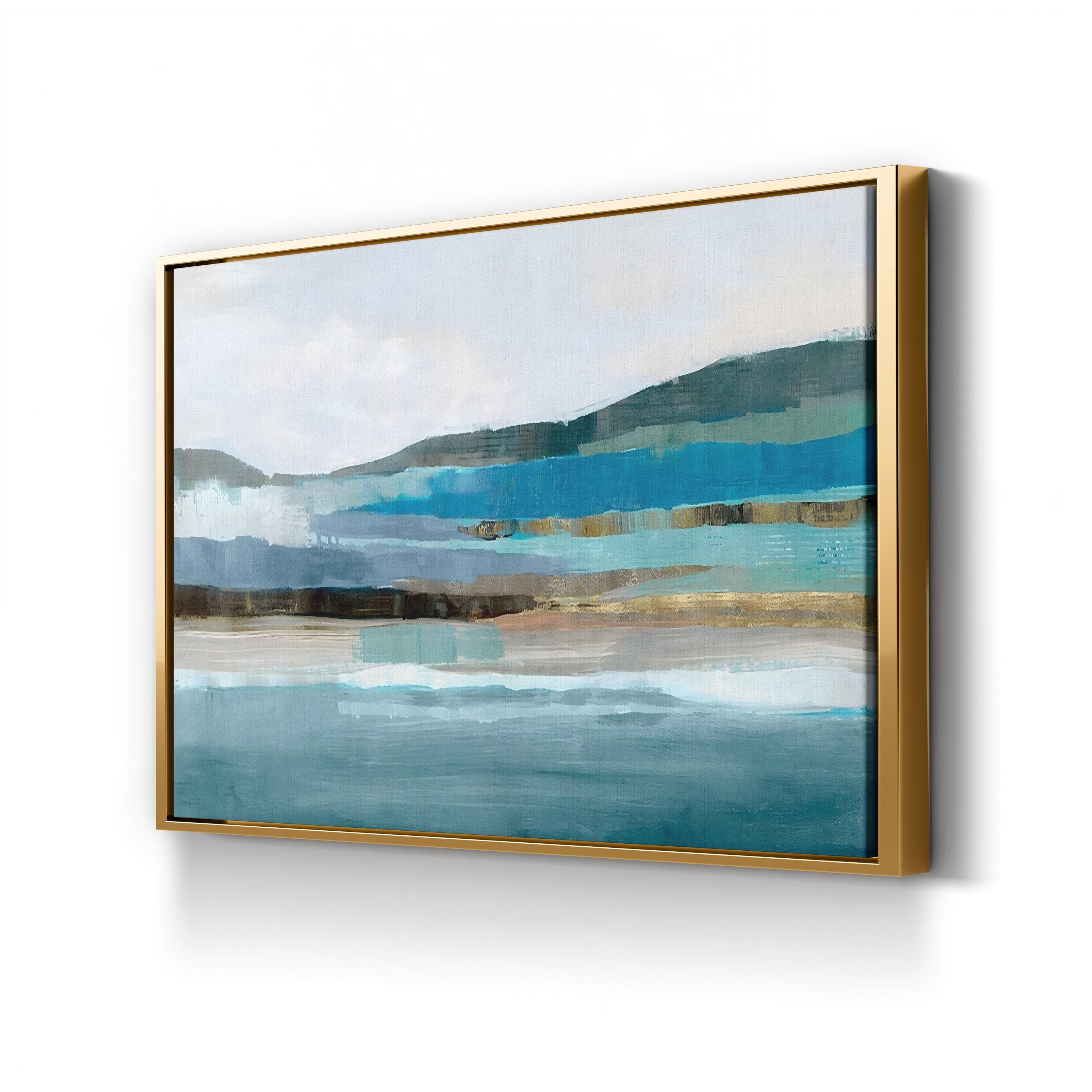 Memories Of Blue Wall Art by J. Hazel – Contemporary Abstract Coastal Landscape Painting Print