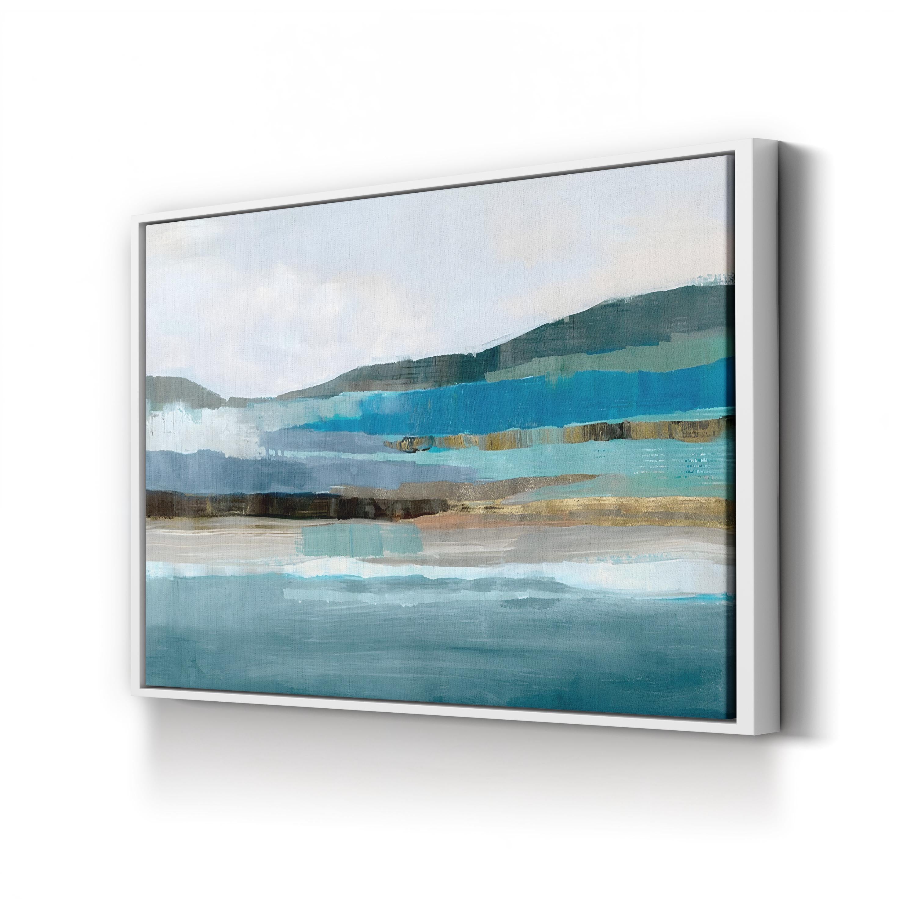 Memories Of Blue Wall Art by J. Hazel – Contemporary Abstract Coastal Landscape Painting Print
