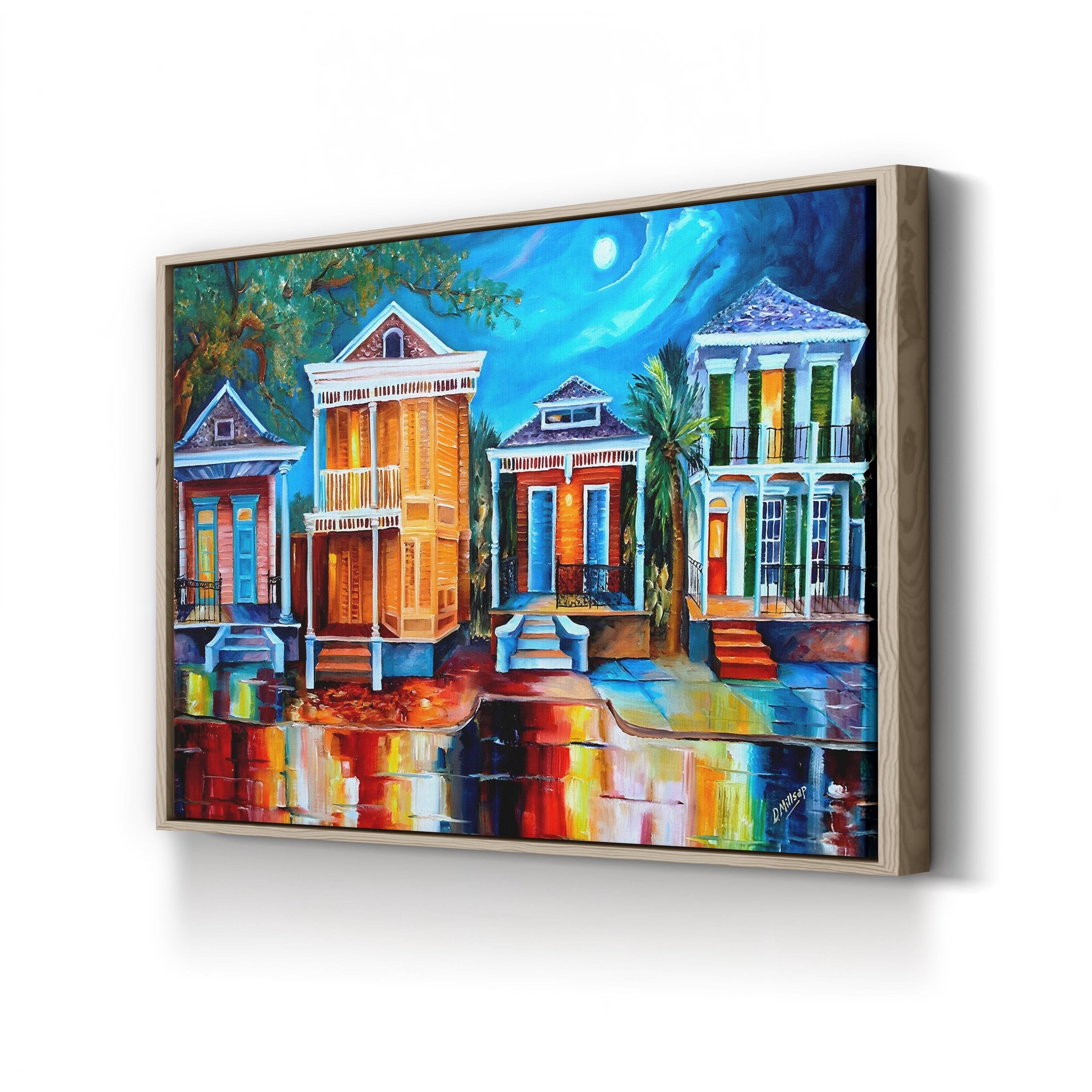 Moon Over New Orleans | Contemporary French Quarter Night Scene Wall Art