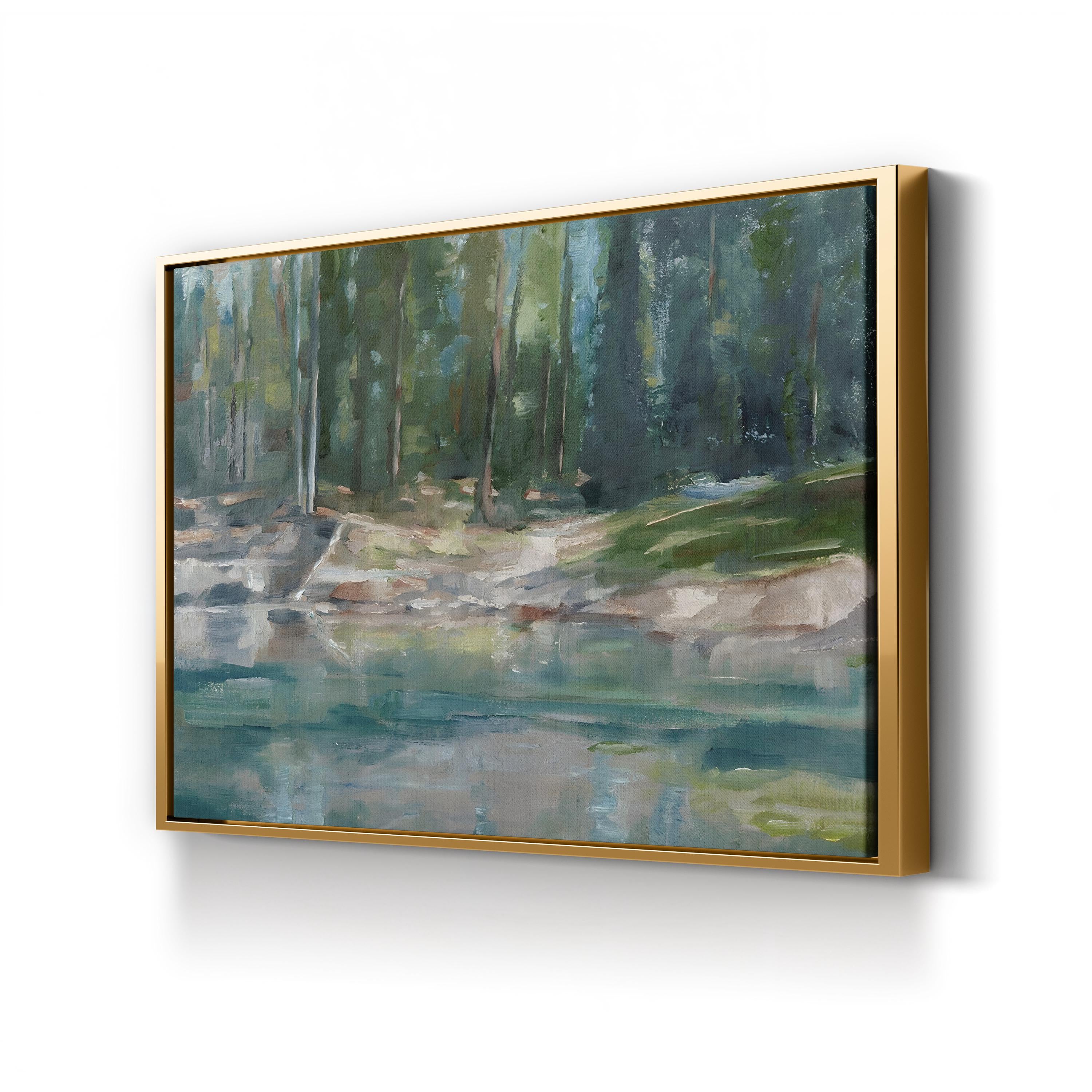 Northwestern Lake II – Framed Contemporary Lake Landscape Canvas Art by Ethan Harper