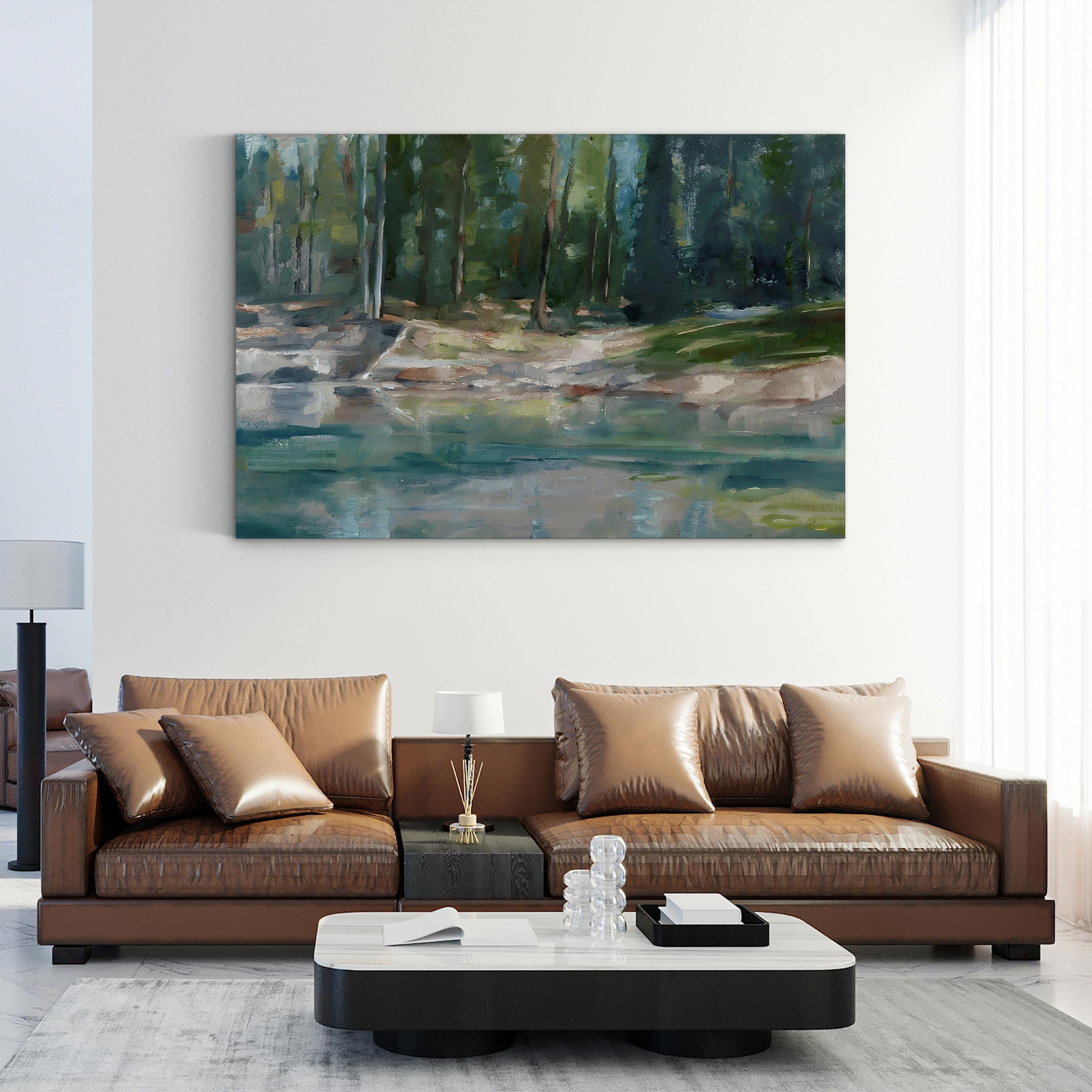 Northwestern Lake II – Framed Contemporary Lake Landscape Canvas Art by Ethan Harper