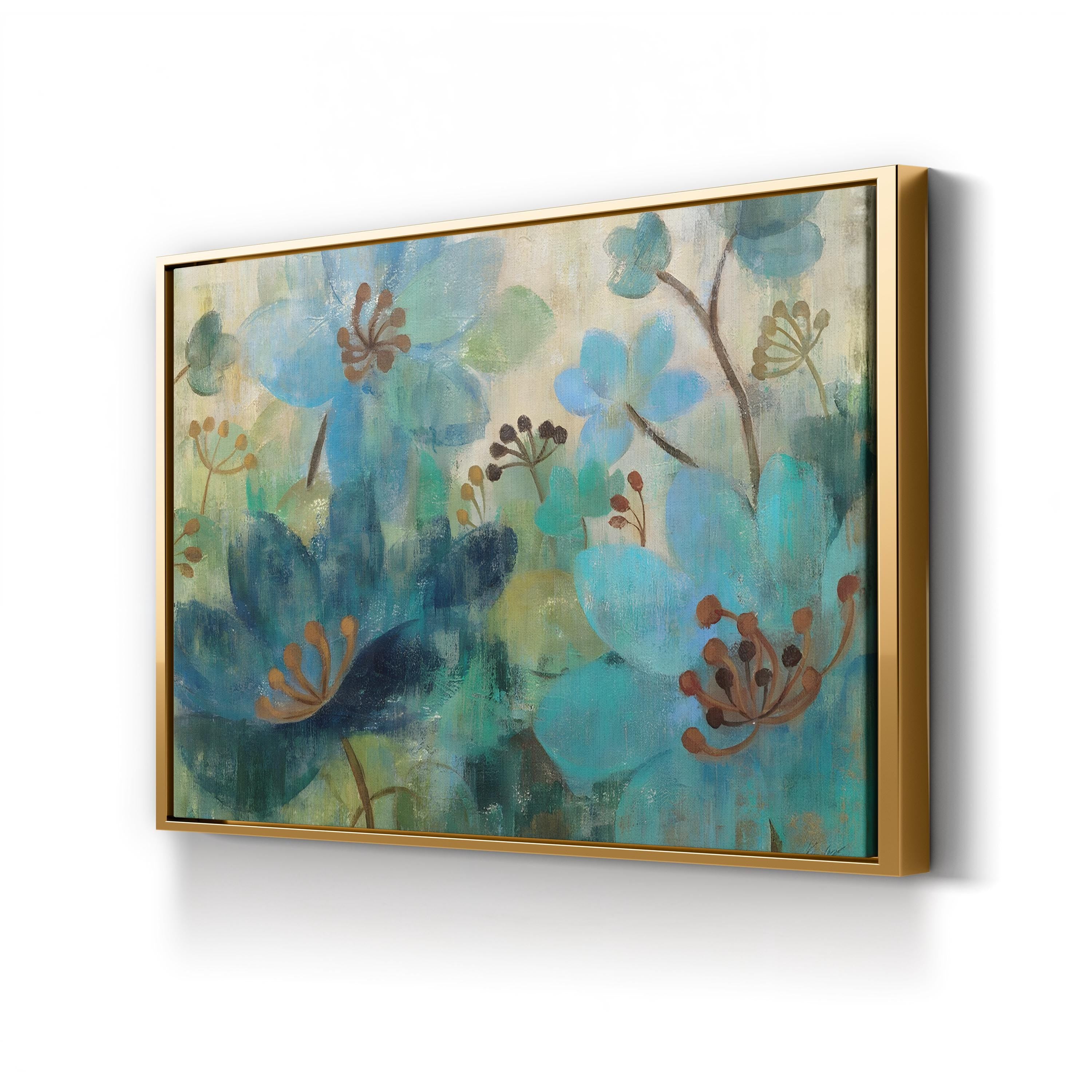 Peacock Garden Wall Art by Silvia Vassileva – Contemporary Floral Collage Canvas