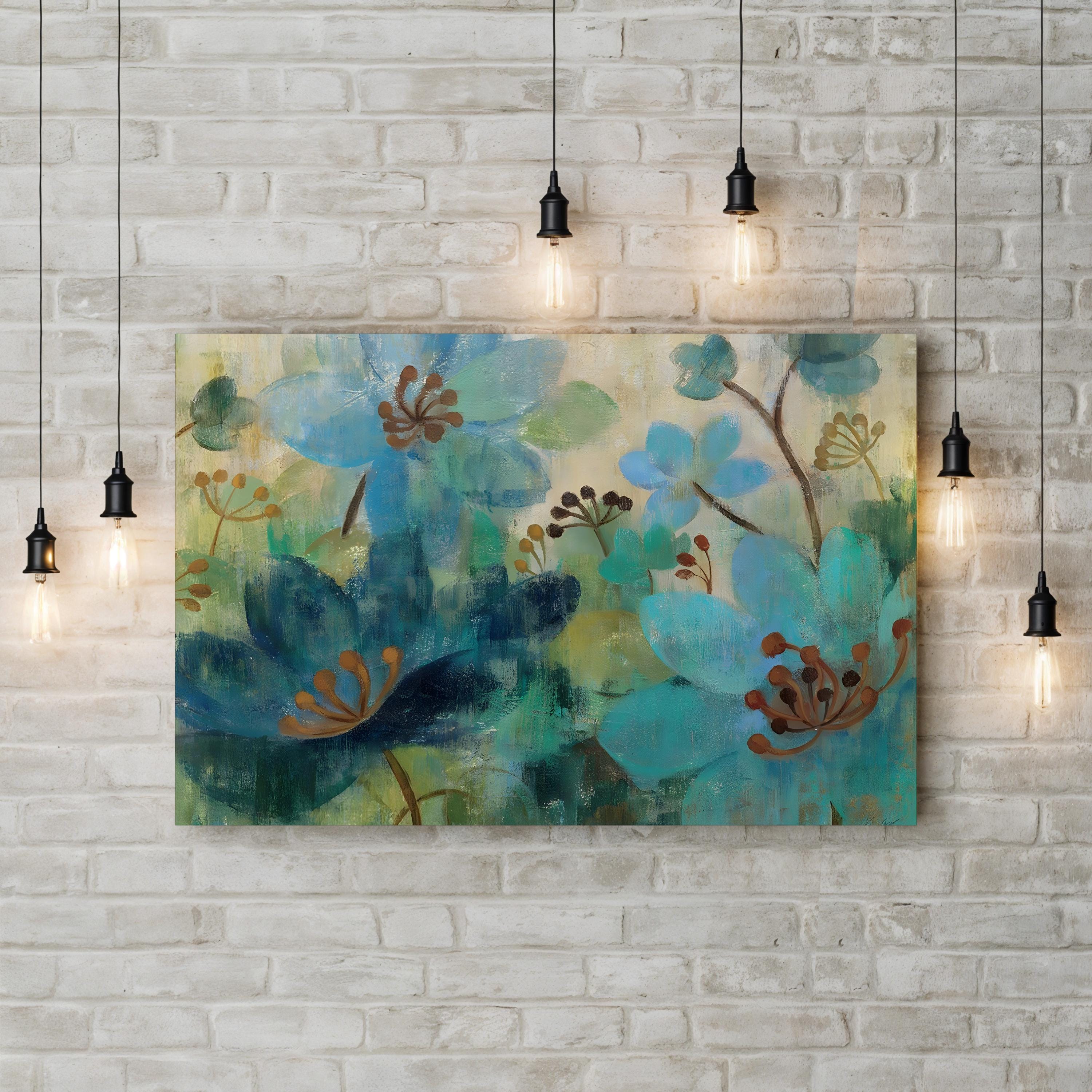 Peacock Garden Wall Art by Silvia Vassileva – Contemporary Floral Collage Canvas