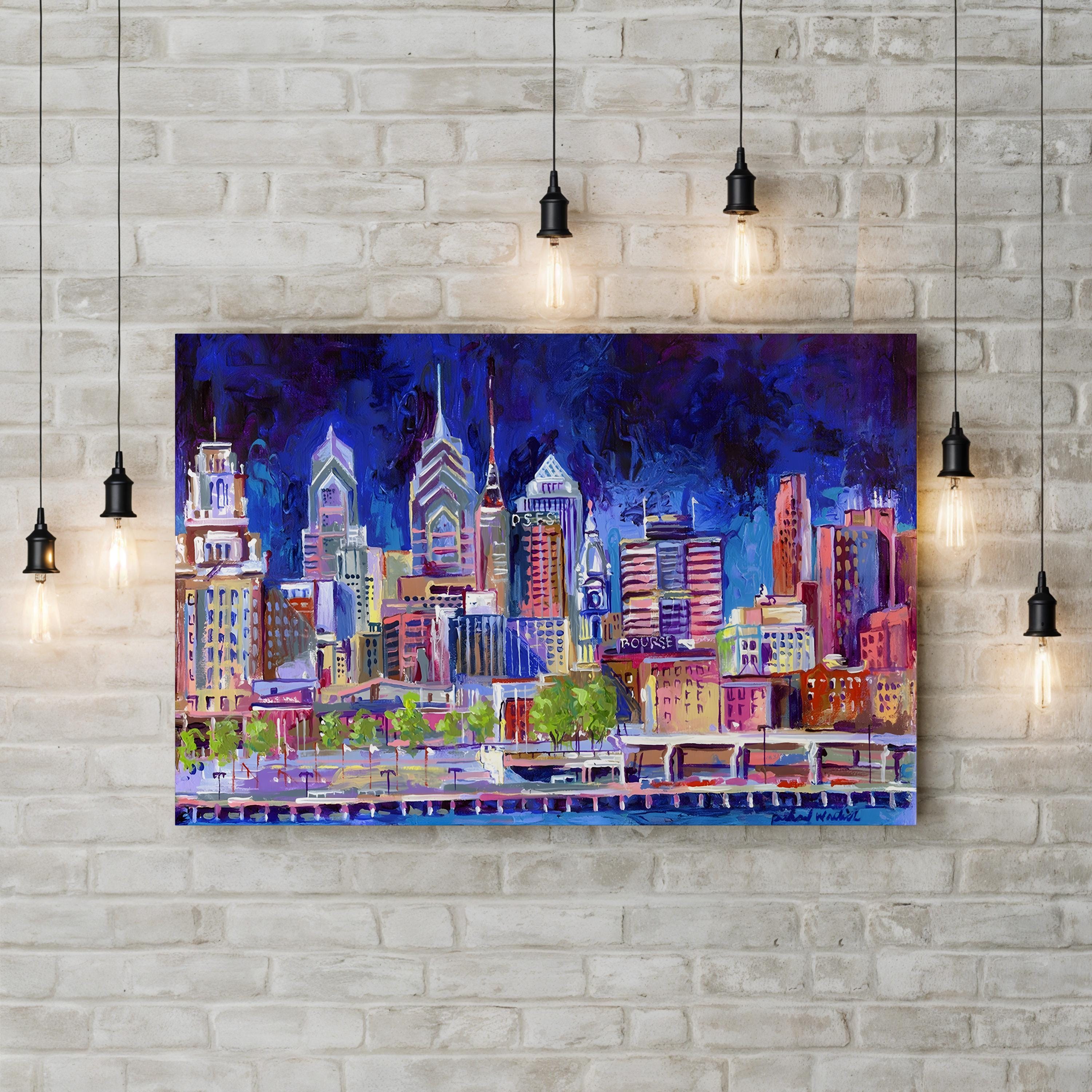 Philadelphia Cityscape at Night – Contemporary Skyline Wall Art by Richard Wallich