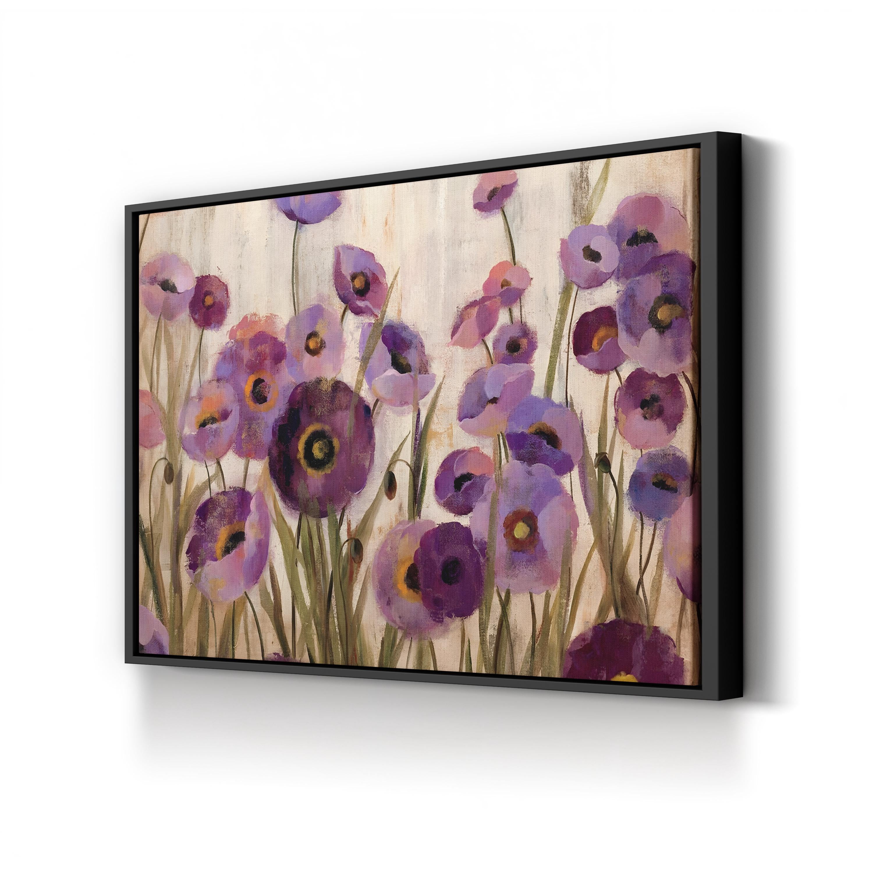 Pink and Purple Flowers Wall Art – Contemporary Floral Canvas by Silvia Vassileva