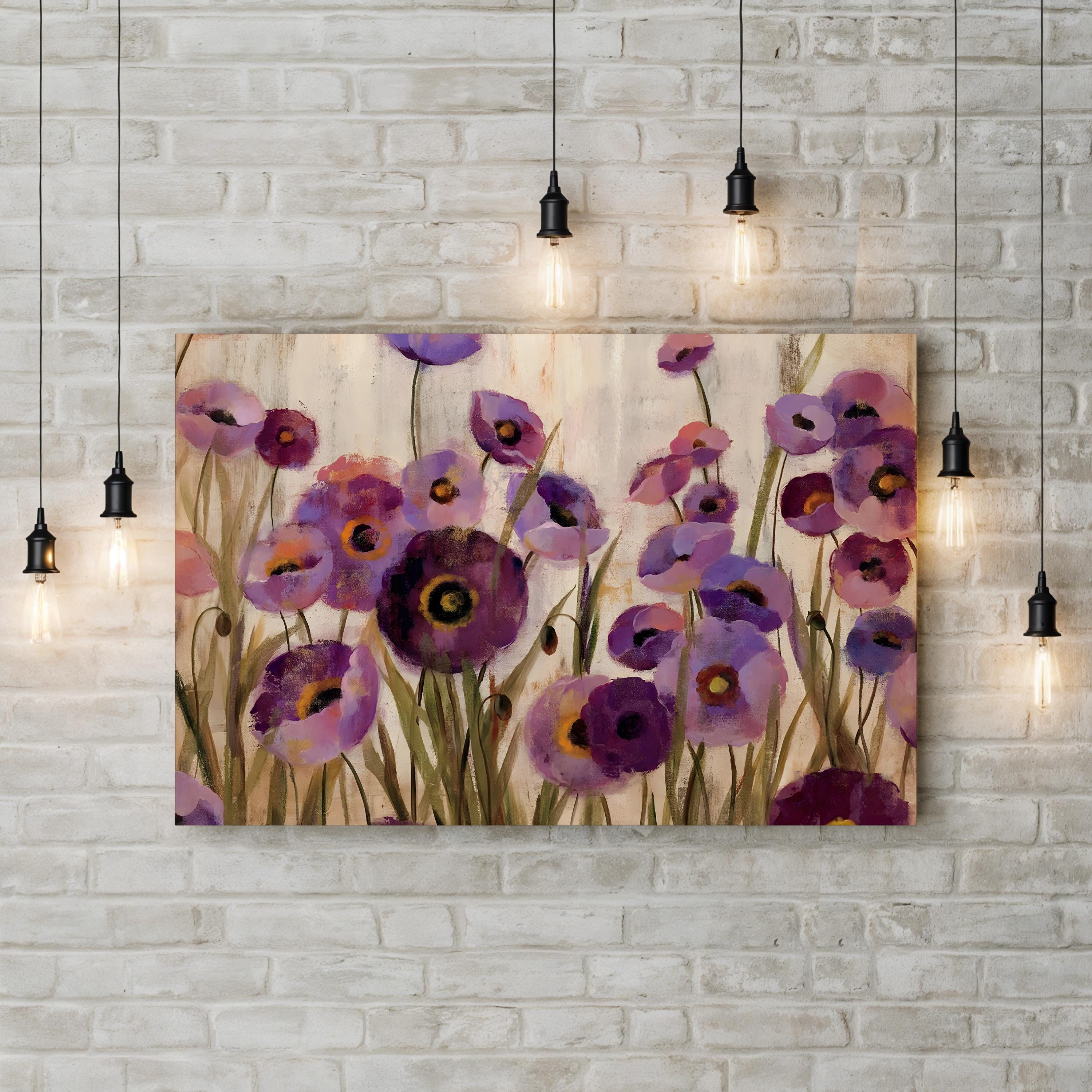 Pink and Purple Flowers Wall Art – Contemporary Floral Canvas by Silvia Vassileva