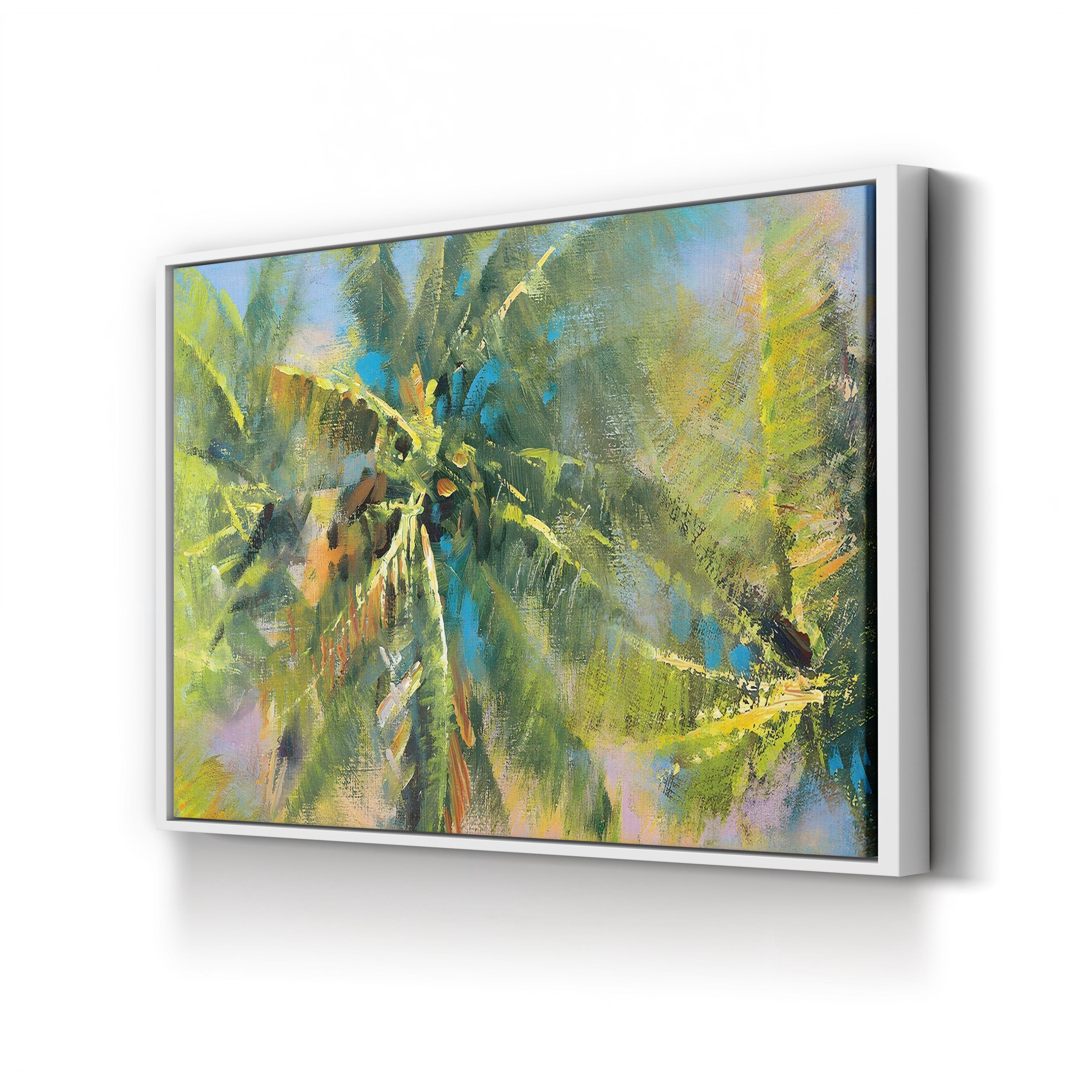 Tropical Palm Fronds Canvas Print: Vibrant Abstract Coastal Wall Art