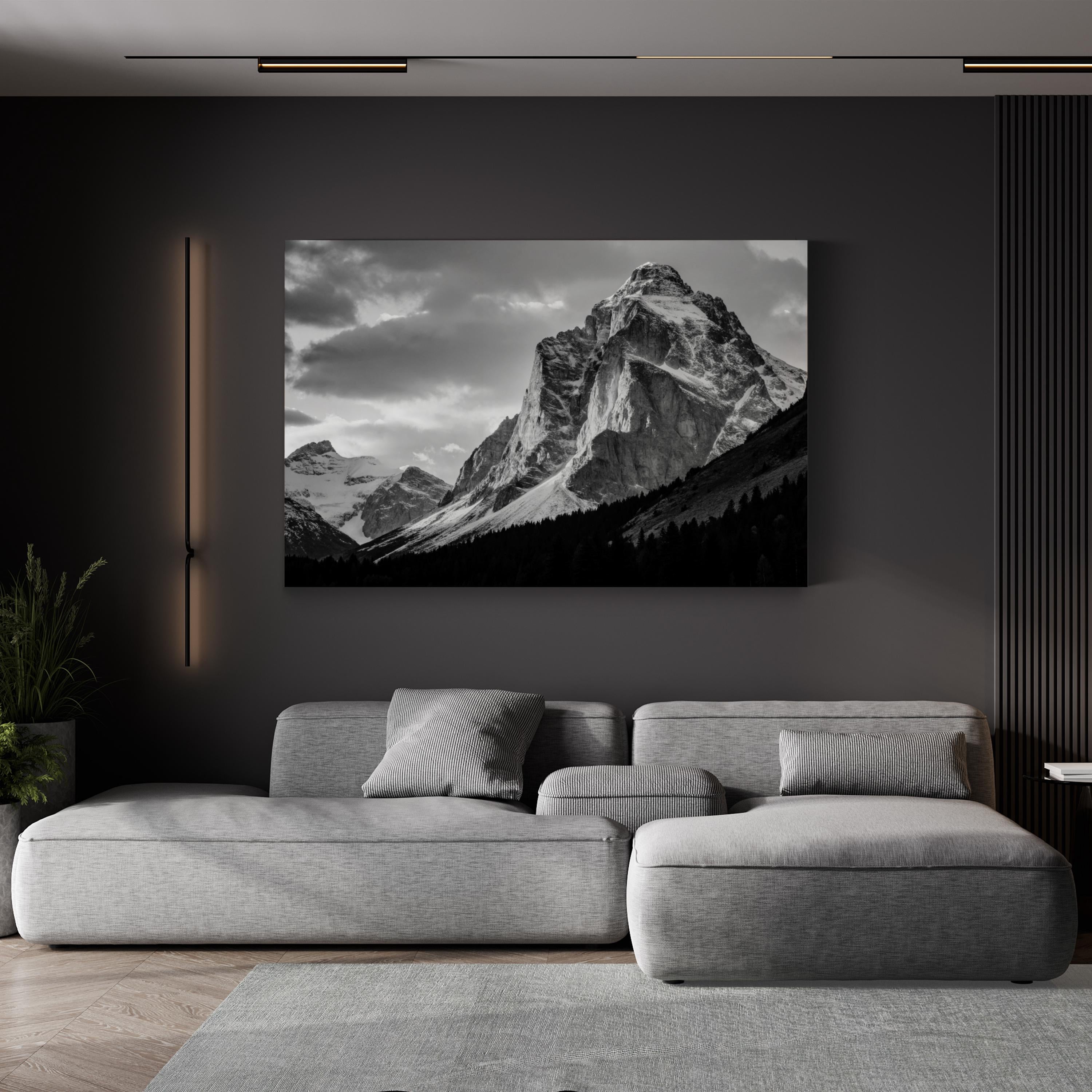Majestic Mountain Peak – Vintage Photography Wall Art | Black & White Landscape Canvas Print