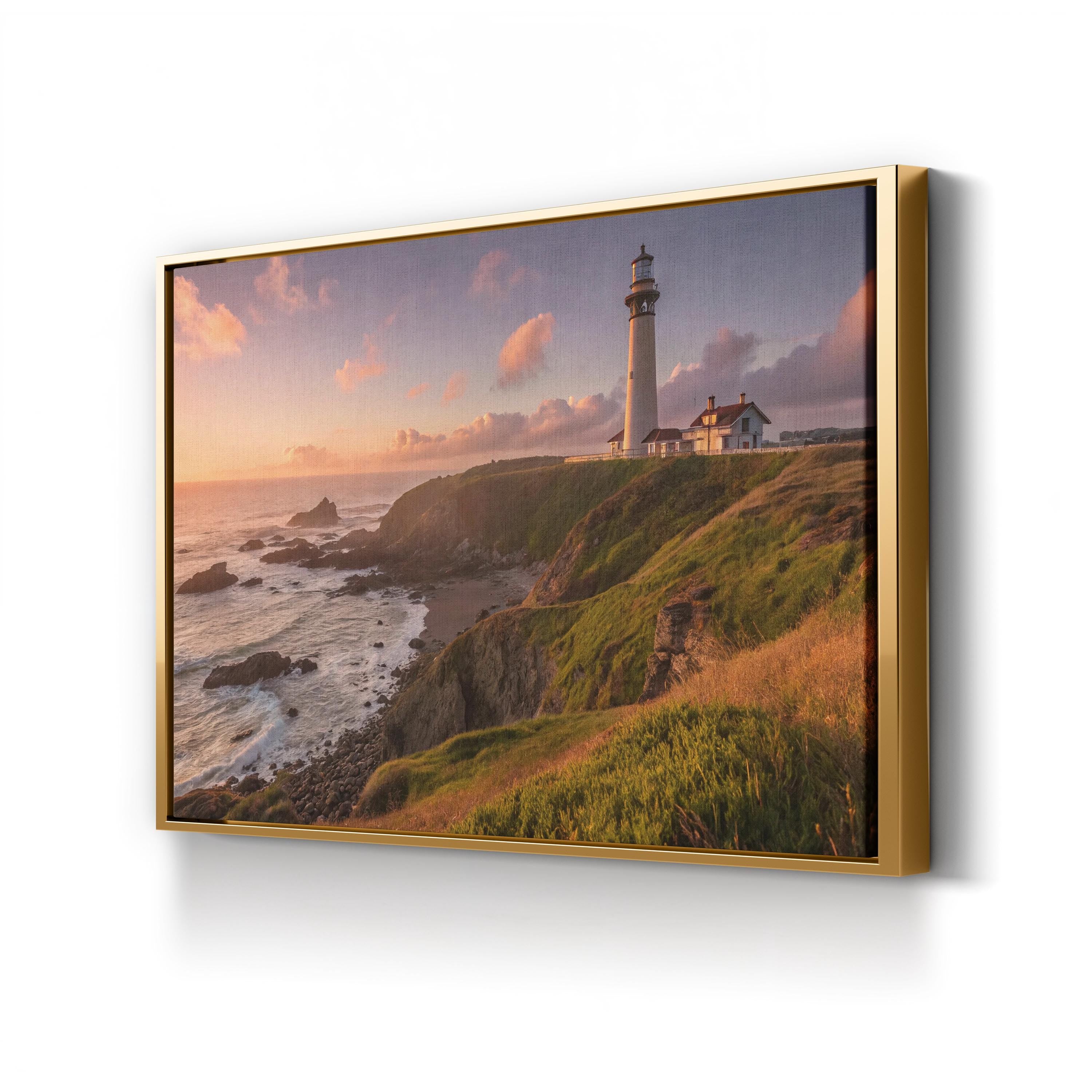 Pigeon Point Lighthouse Sunset Canvas Art – Coastal Landscape Print