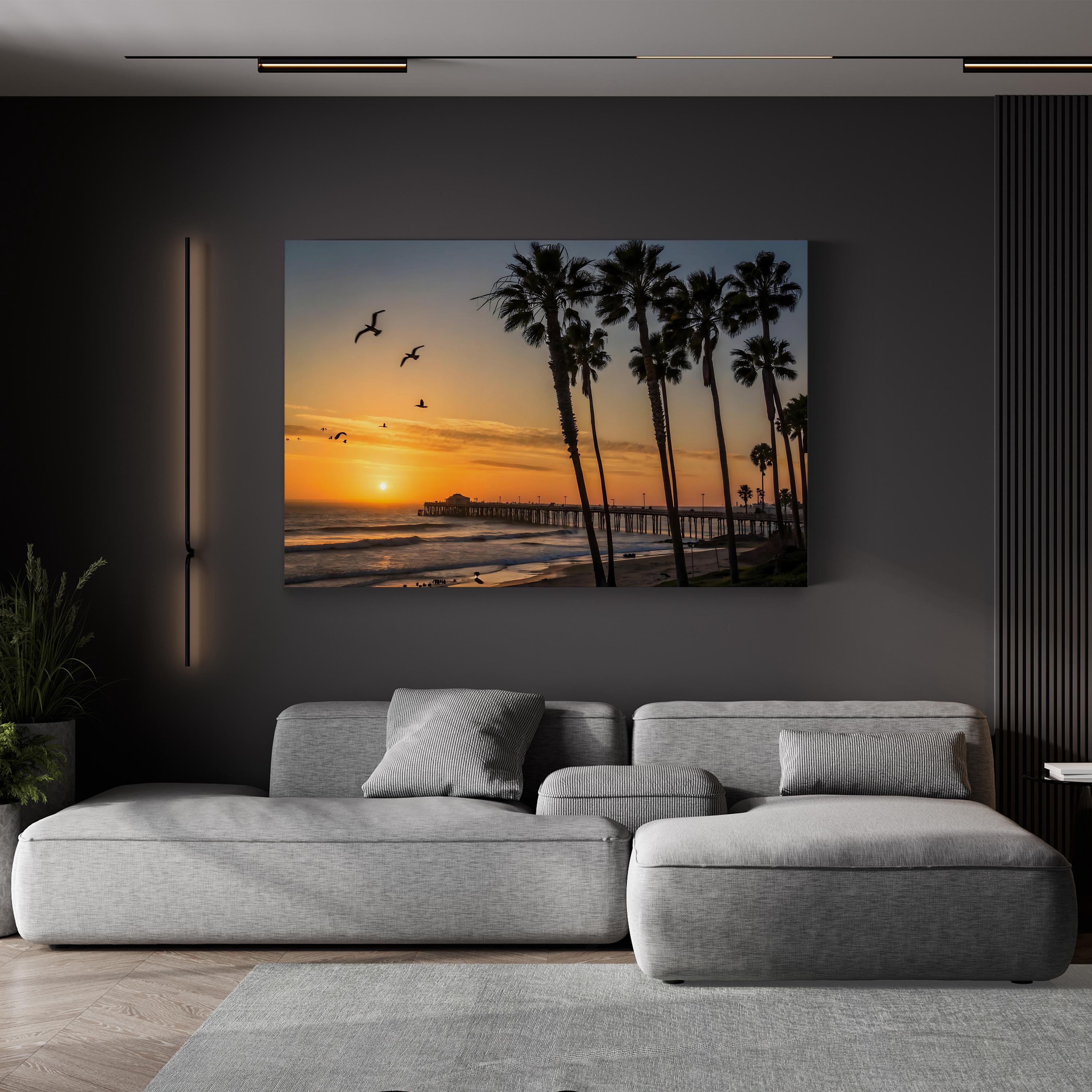 Tropical Sunset Canvas Art – Palms, Beach, Ocean View