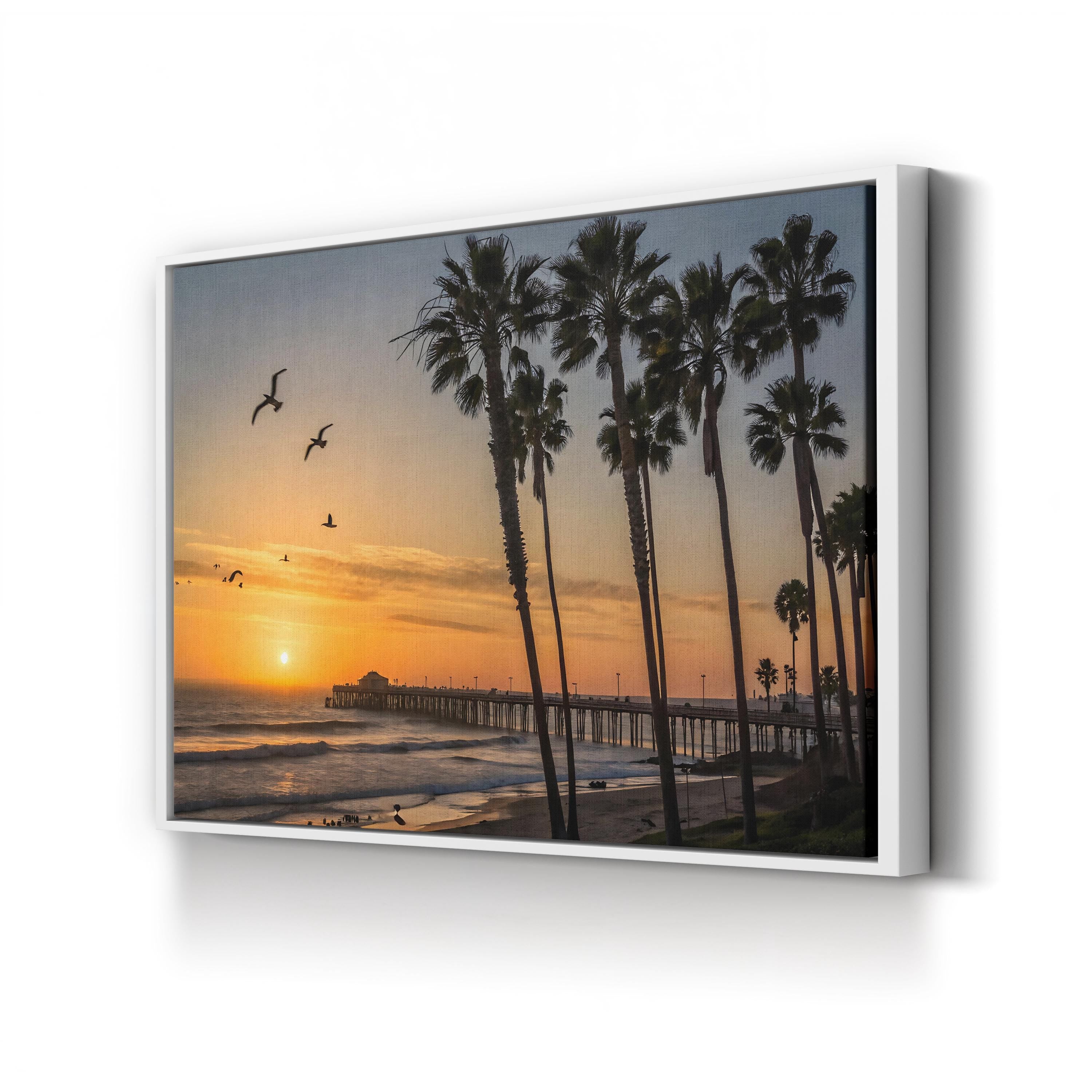 Tropical Sunset Canvas Art – Palms, Beach, Ocean View