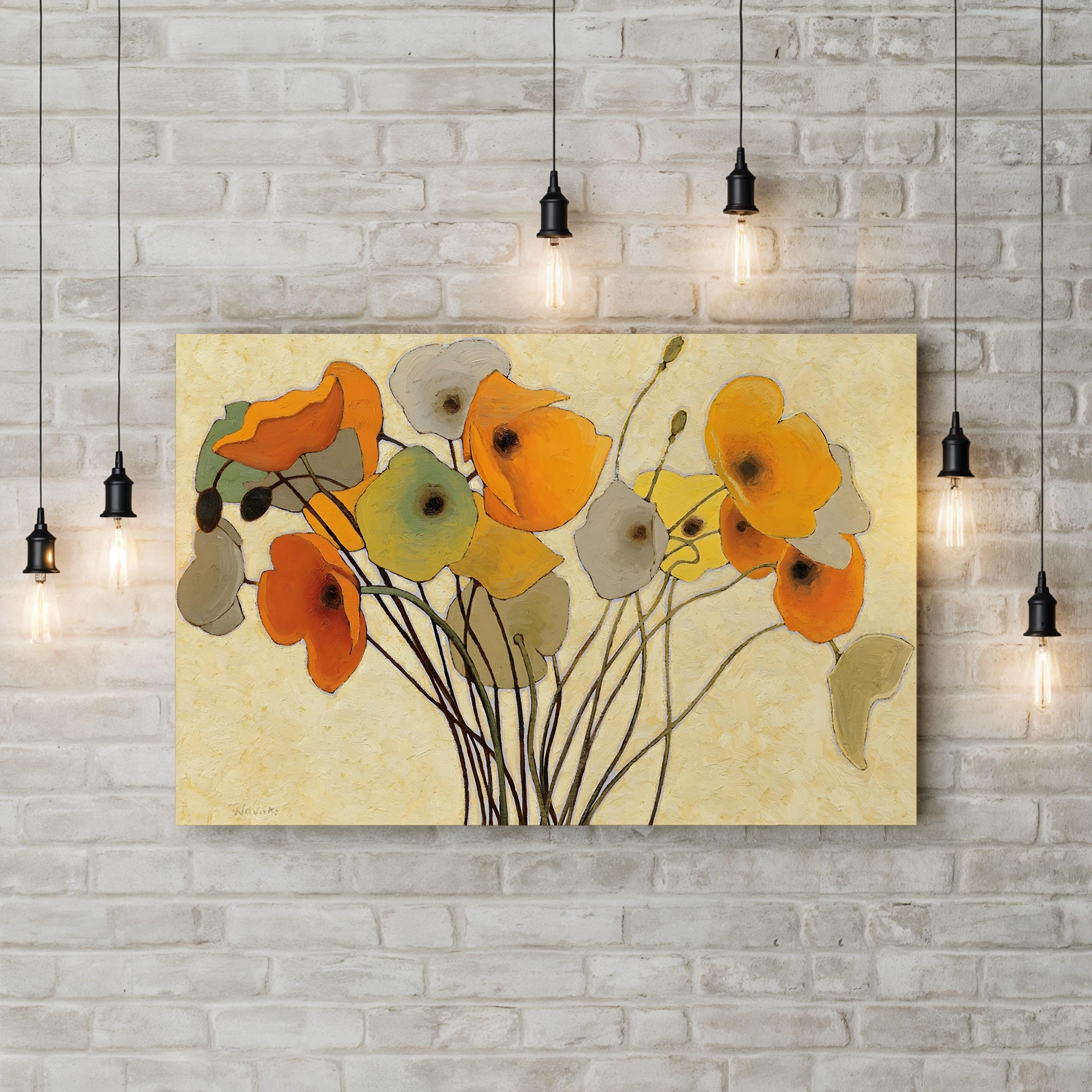 Contemporary Warm Floral Pumpkin Poppies I Wall Art  by Shirley Novak
