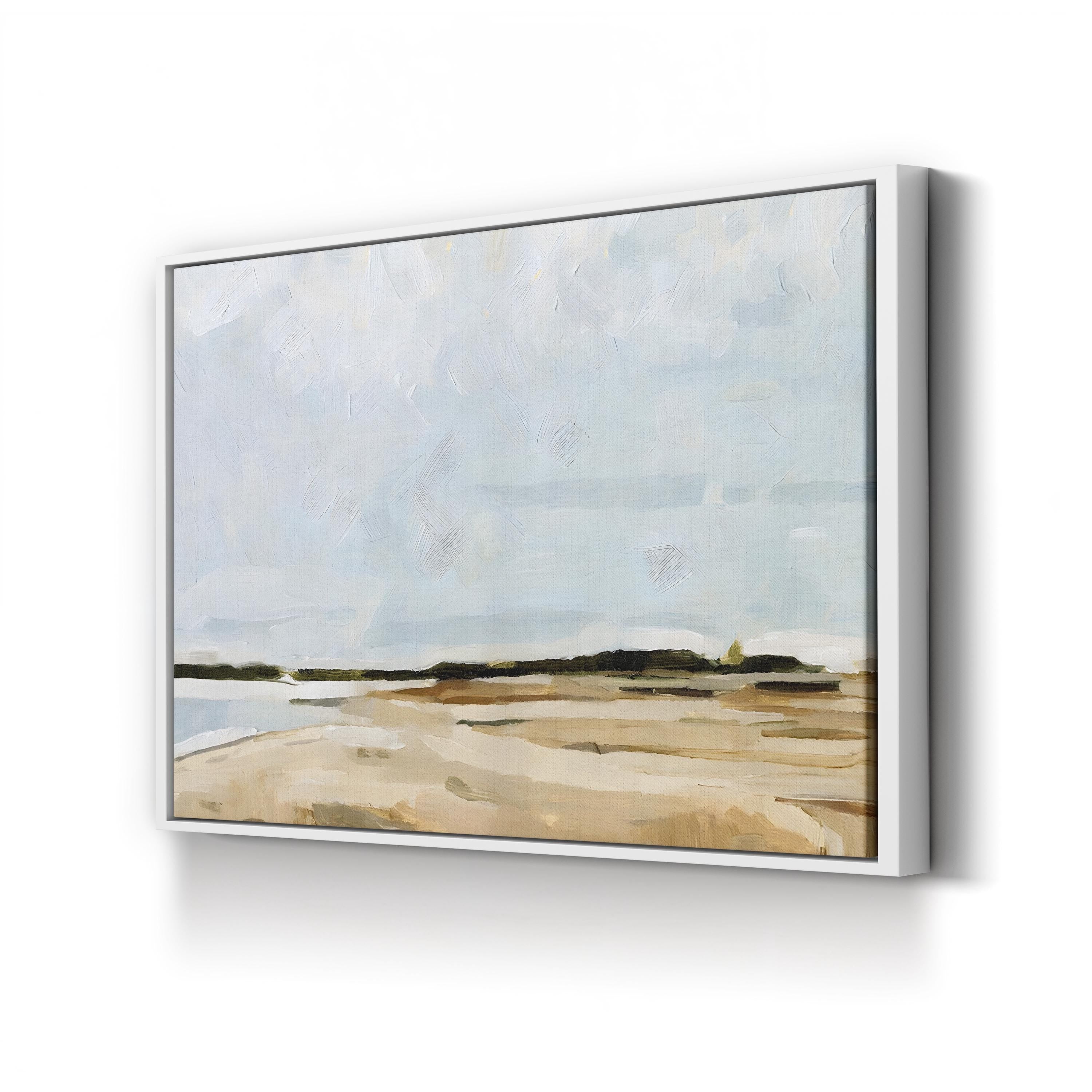 Coastal Canvas Art: Tranquil Seascape with Hand-Cut Wood Frame