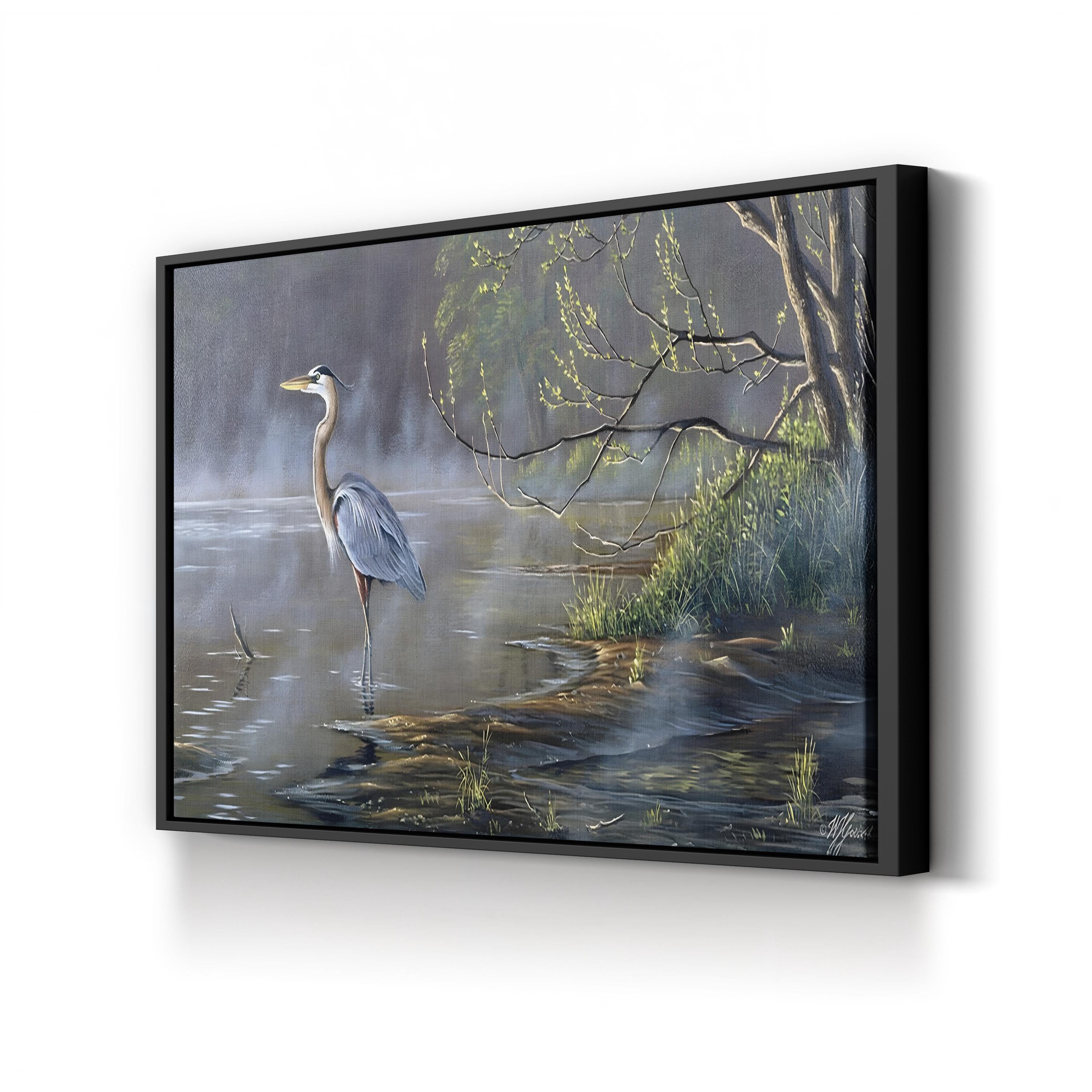 Quiet Cove – Great Blue Heron Wall Art | Serene Wildlife Landscape Artwork