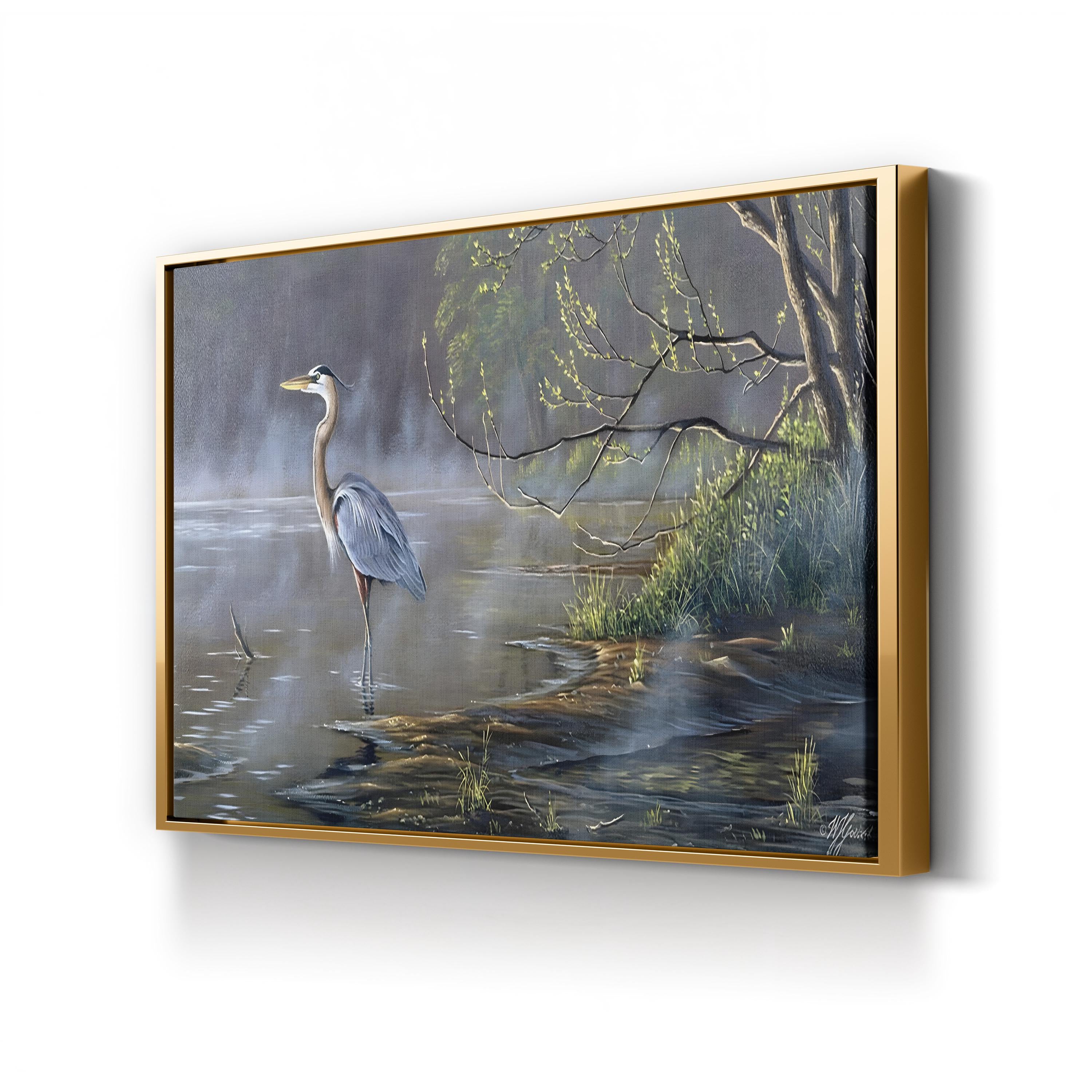 Quiet Cove – Great Blue Heron Wall Art | Serene Wildlife Landscape Artwork