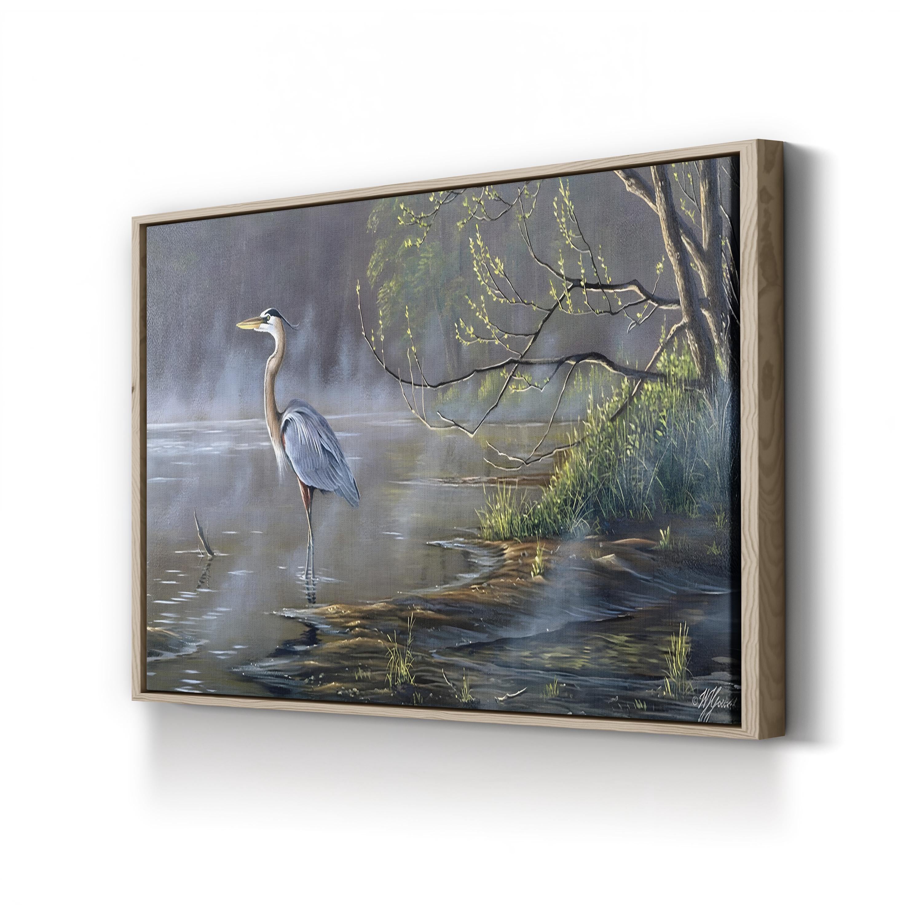 Quiet Cove – Great Blue Heron Wall Art | Serene Wildlife Landscape Artwork