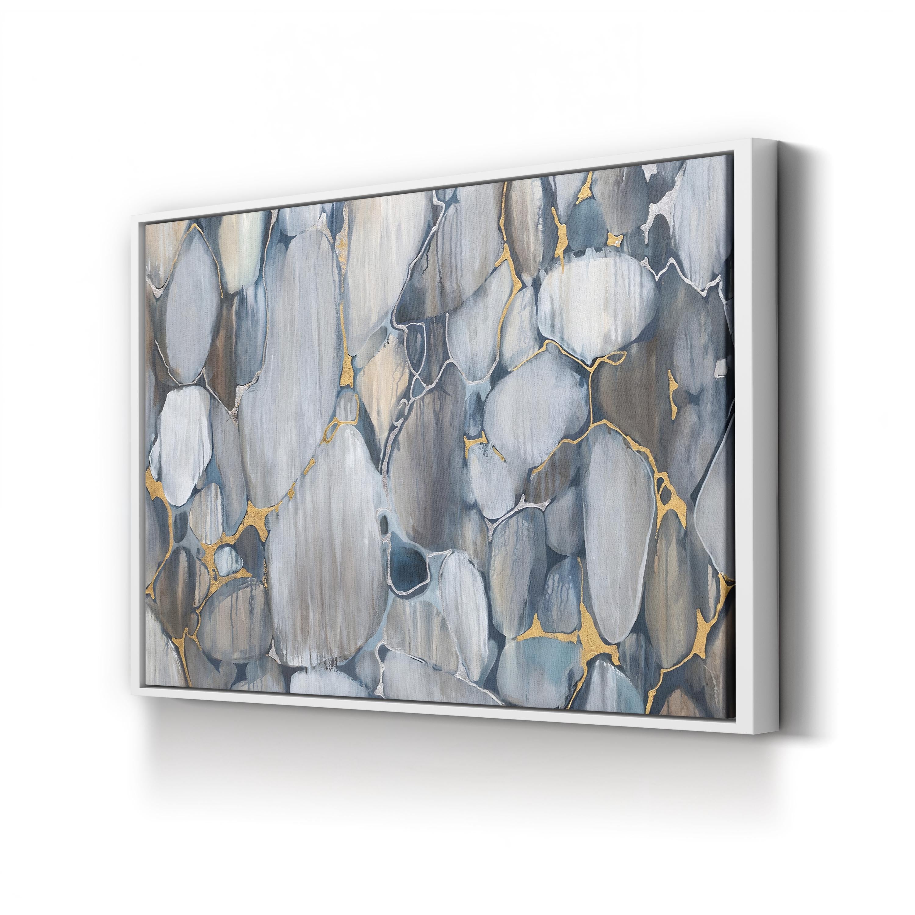 River Rocks Wall Art by Liz Jardine – Contemporary Abstract Stone Landscape Canvas Print