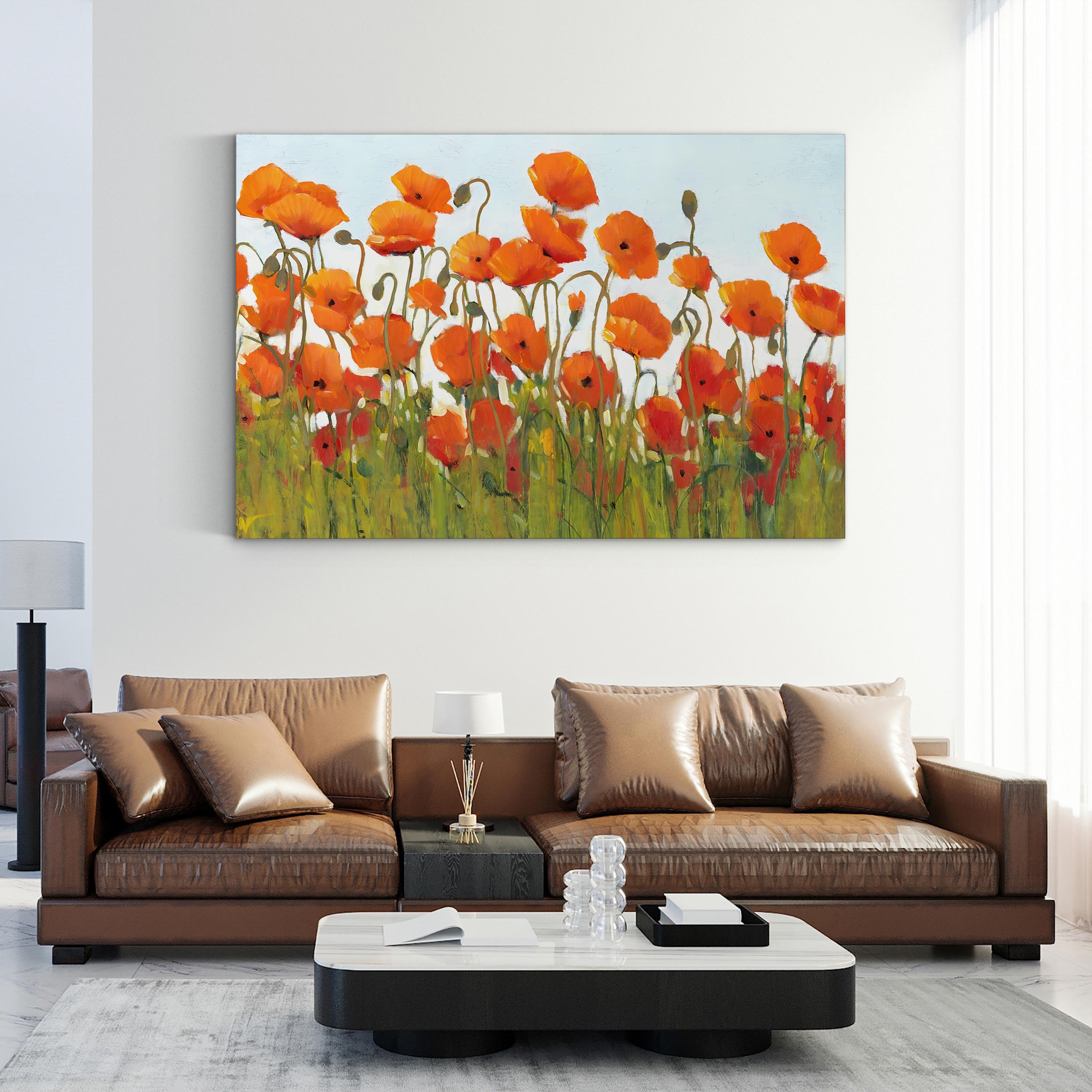 Rows of Poppies II Wall Art – Contemporary Floral Canvas Print