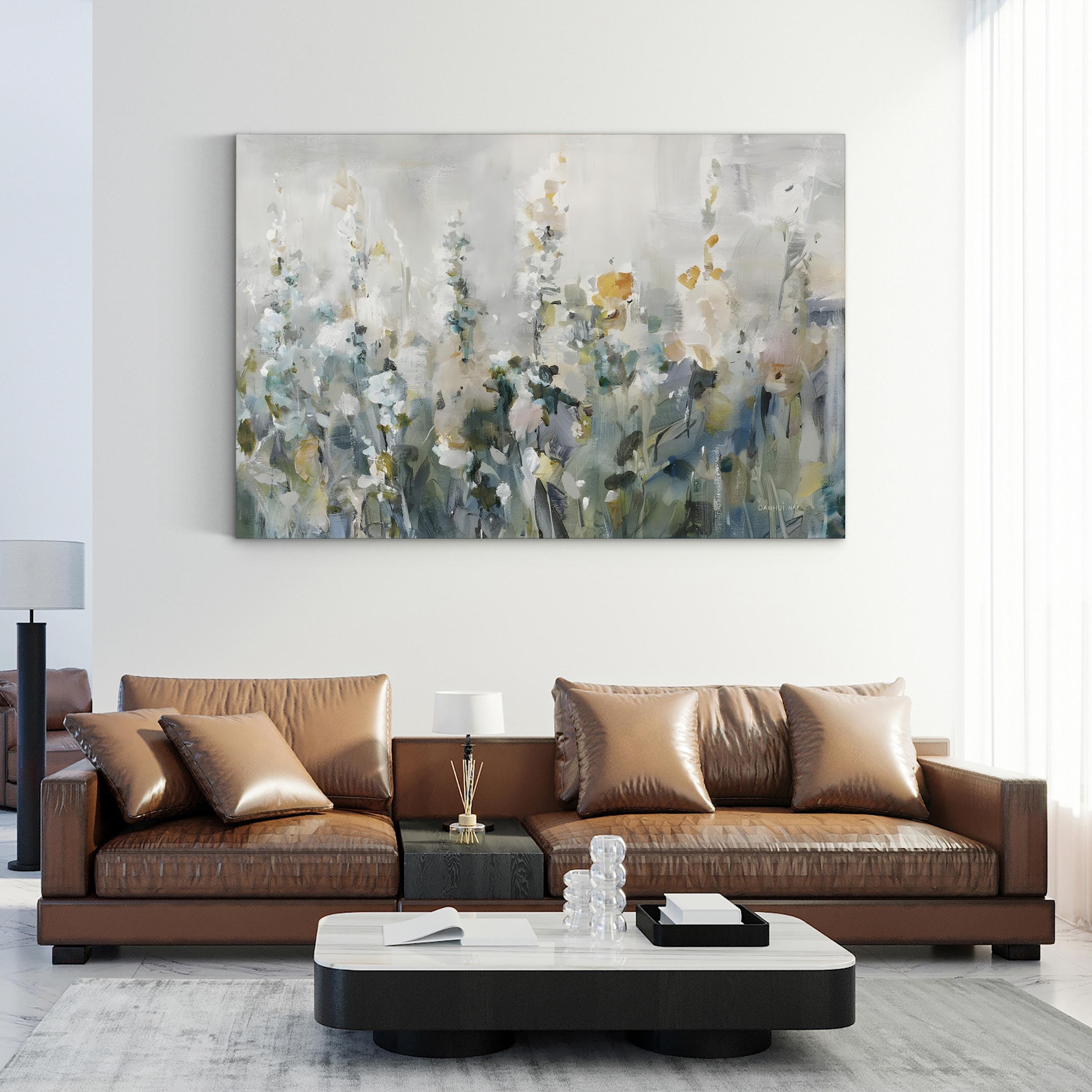 Rustic Garden Neutral – Serene Floral Landscape Canvas Art by Danhui Nai