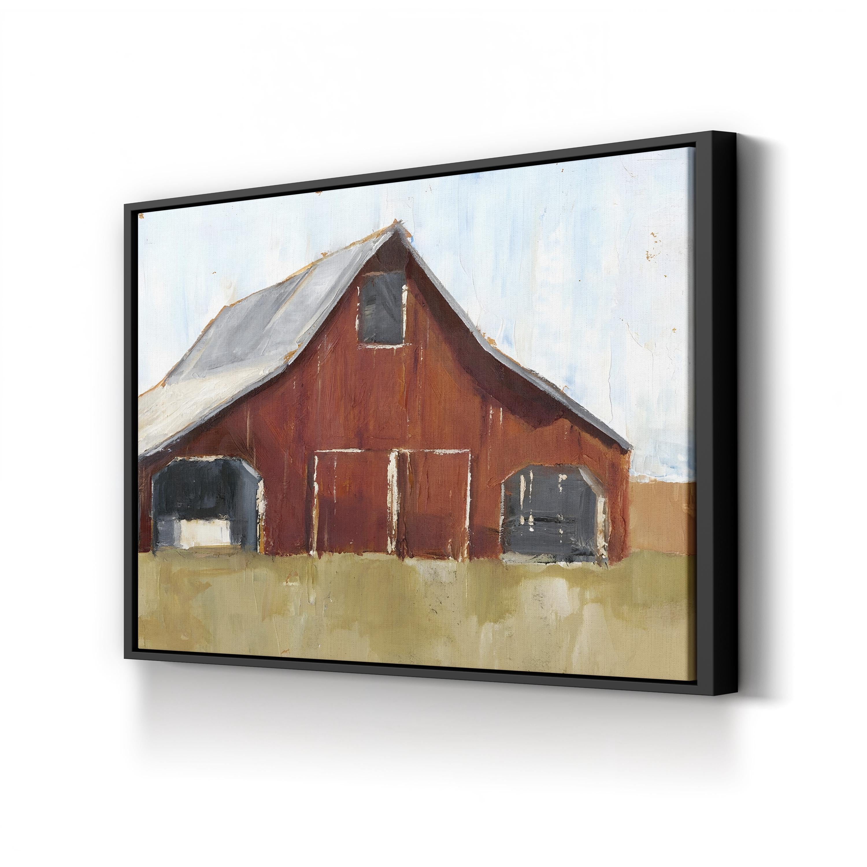 Rustic Red Barn I – Farmhouse Rural Landscape Canvas Art by Ethan Harper