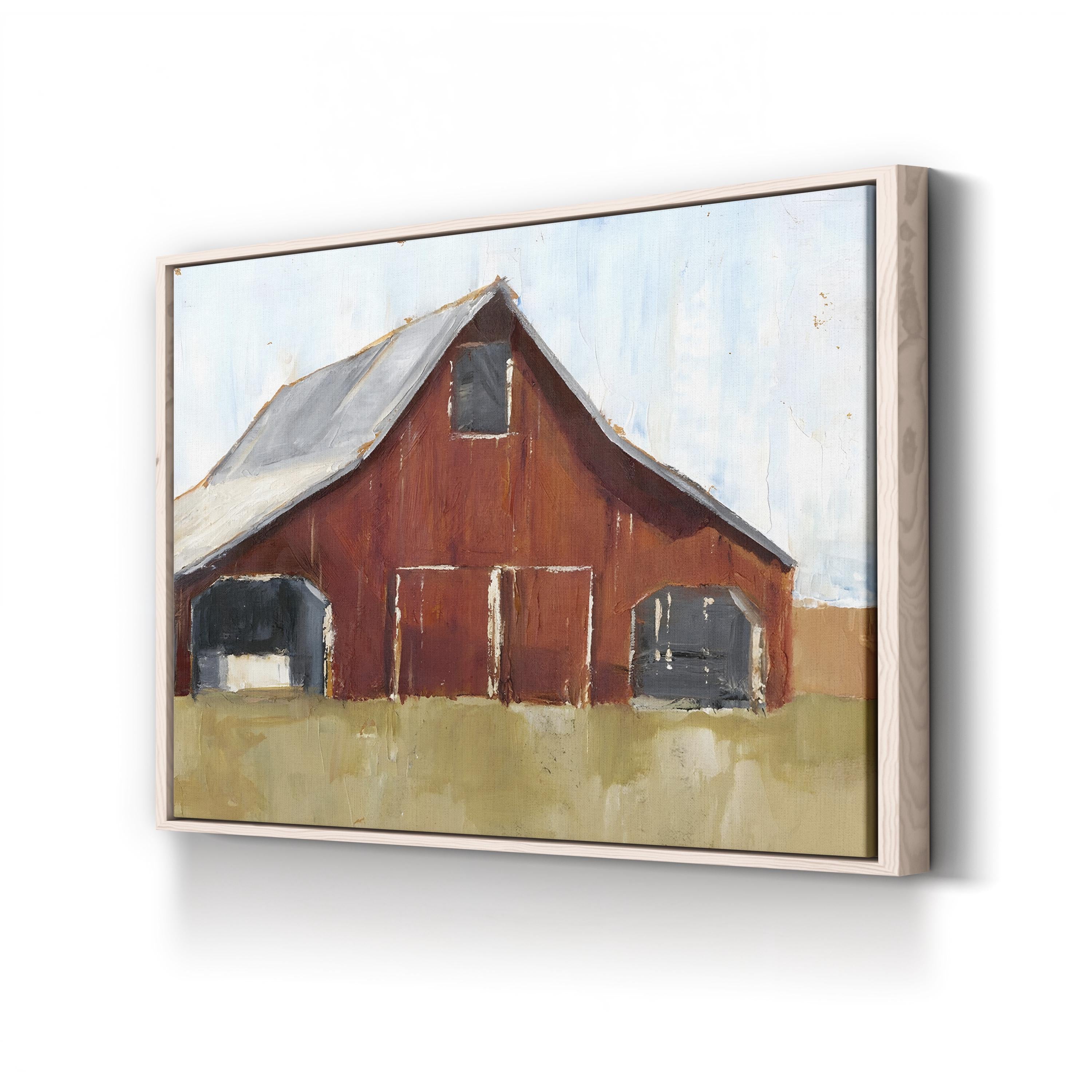 Rustic Red Barn I – Farmhouse Rural Landscape Canvas Art by Ethan Harper