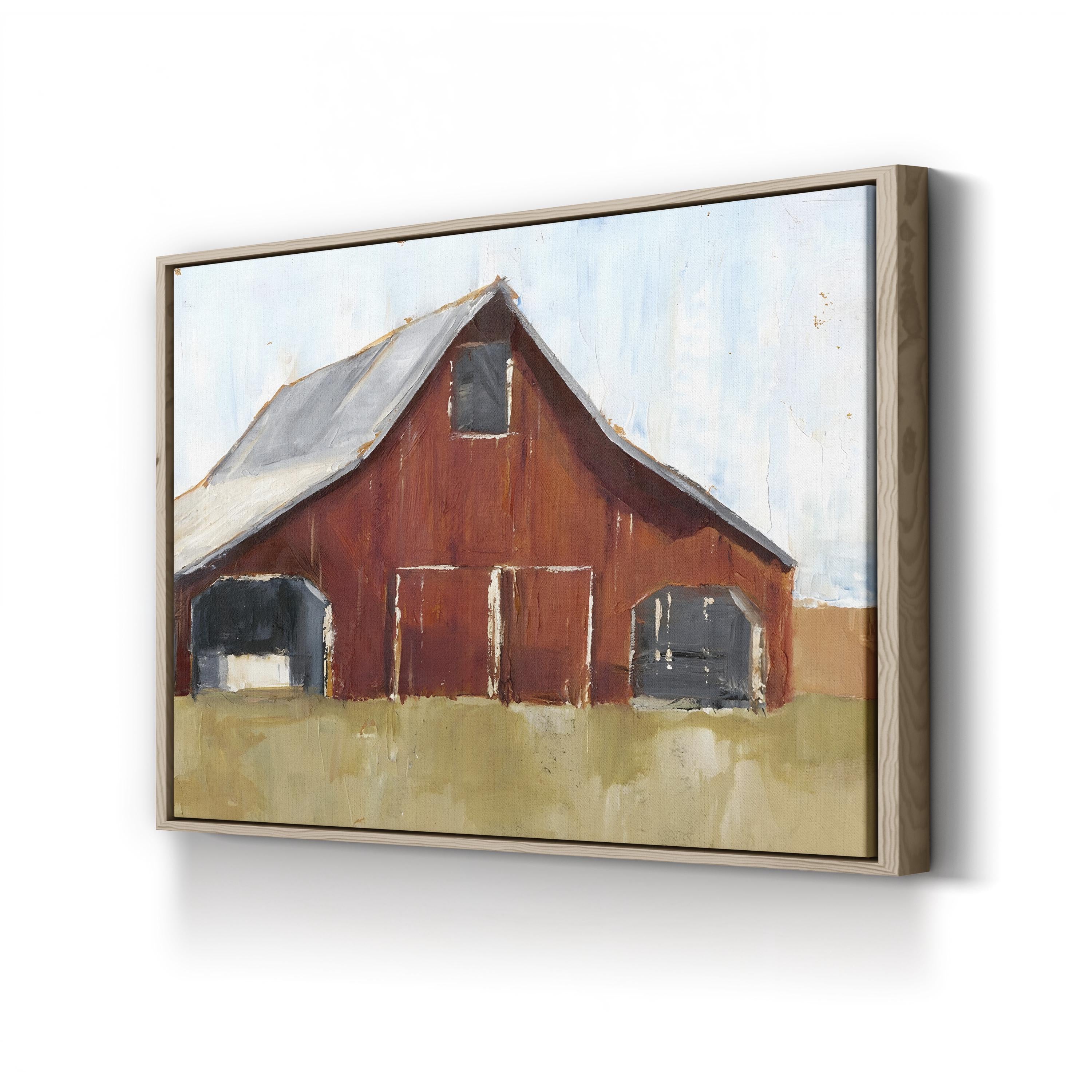 Rustic Red Barn I – Farmhouse Rural Landscape Canvas Art by Ethan Harper