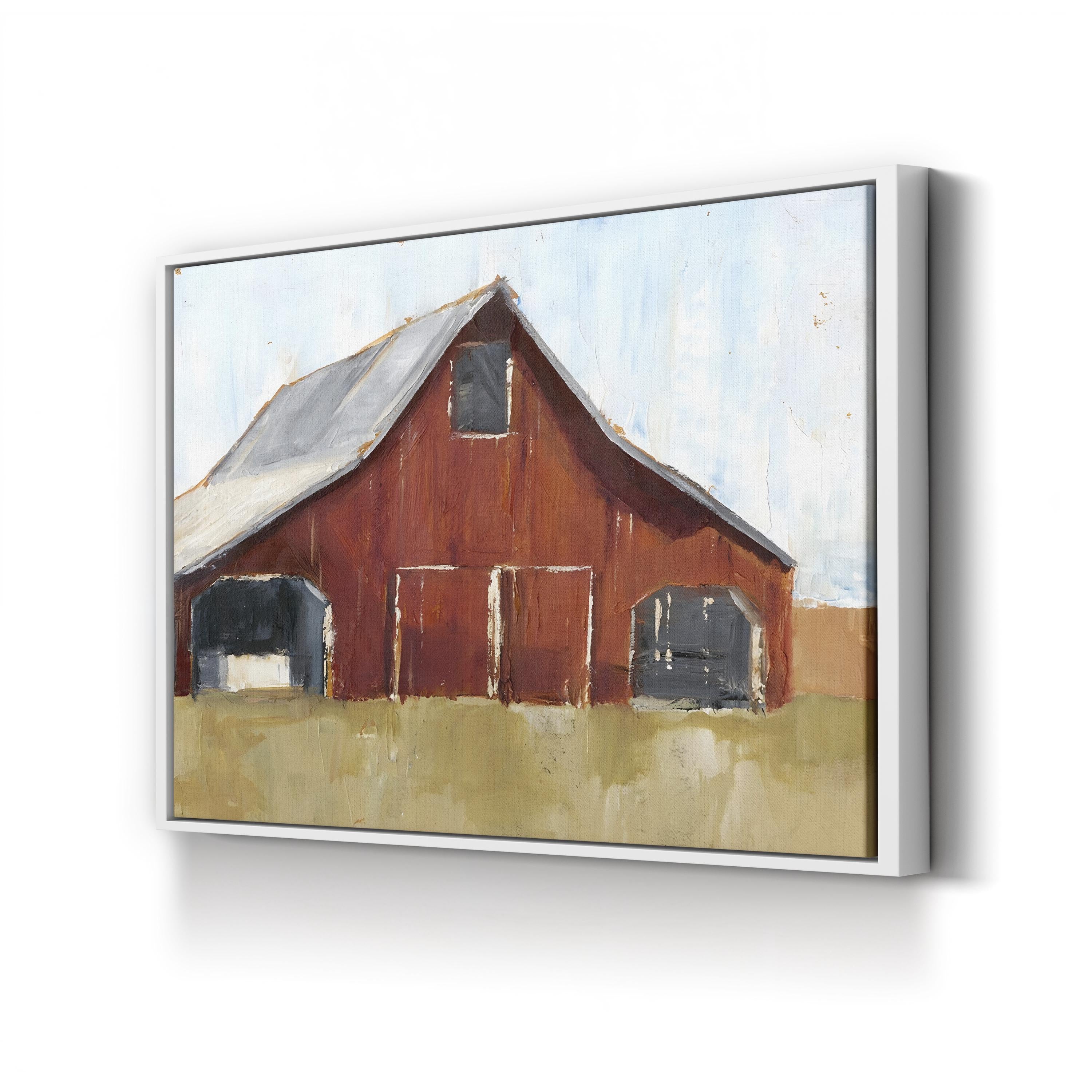 Rustic Red Barn I – Farmhouse Rural Landscape Canvas Art by Ethan Harper