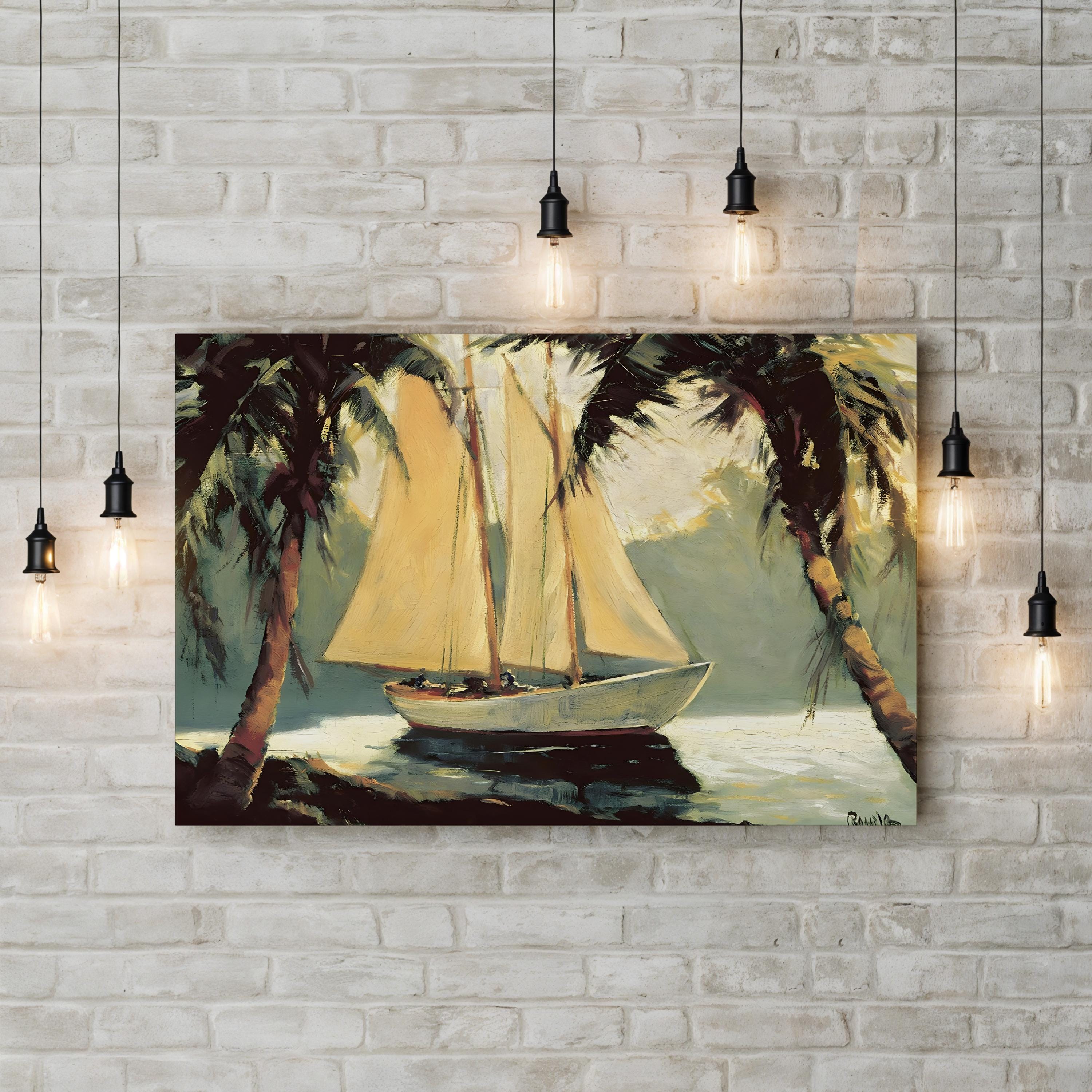 Sailboat, Santa Barbara Wall Art by Frederick Alexander Pawla – Coastal Nautical Landscape Canvas