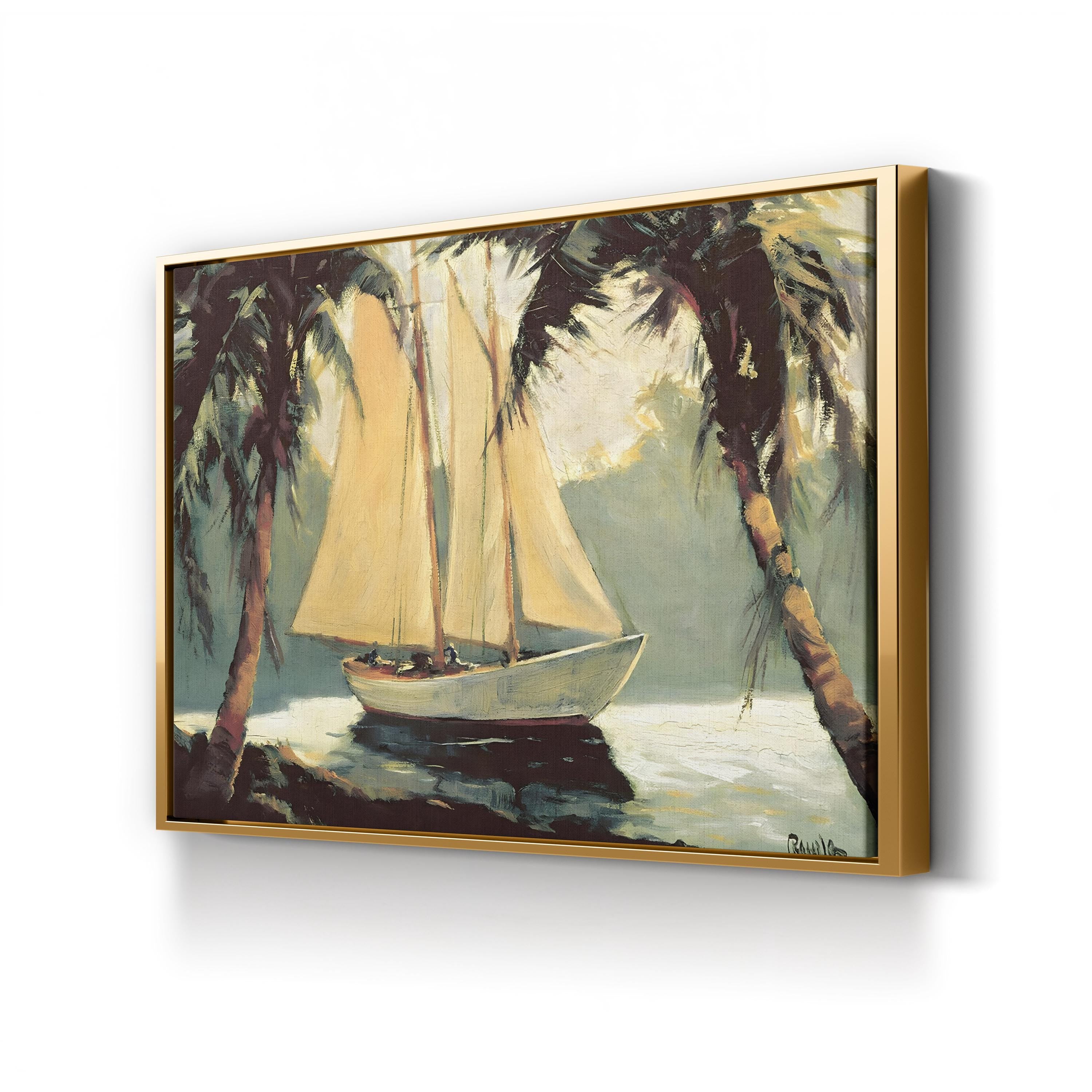 Sailboat, Santa Barbara Wall Art by Frederick Alexander Pawla – Coastal Nautical Landscape Canvas