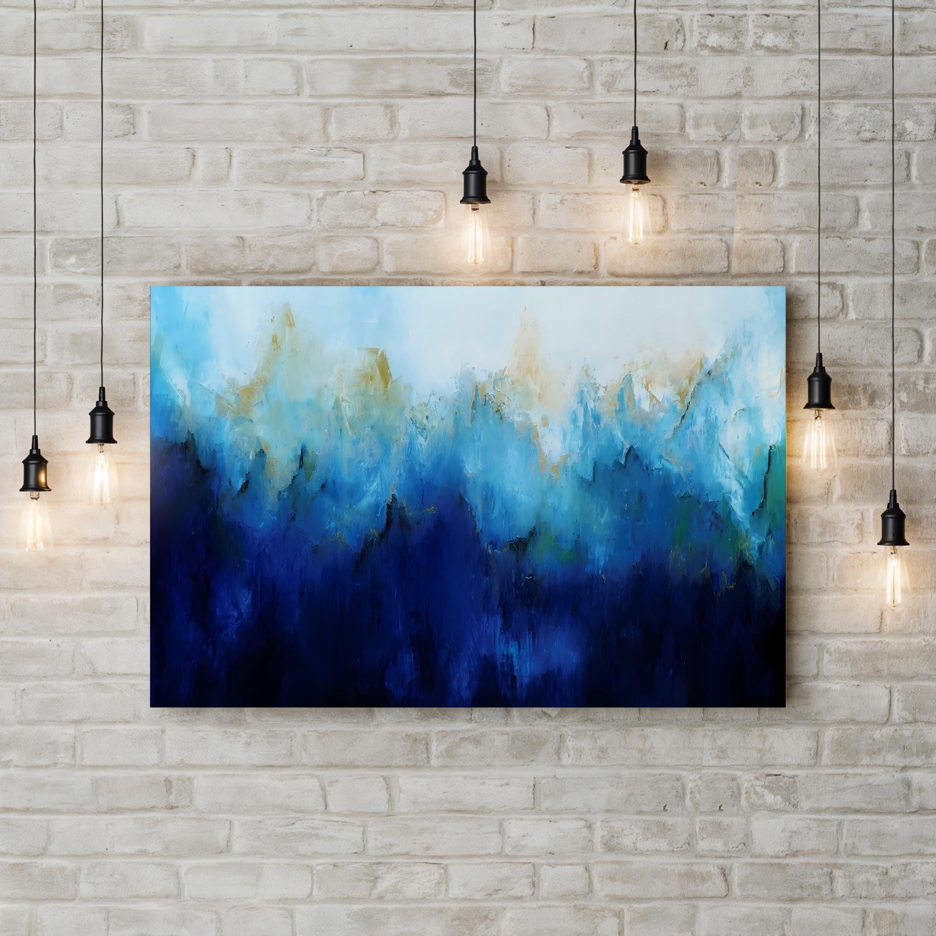 Sapphire Flare Up Wall Art by May Art – Modern Blue Abstract Canvas