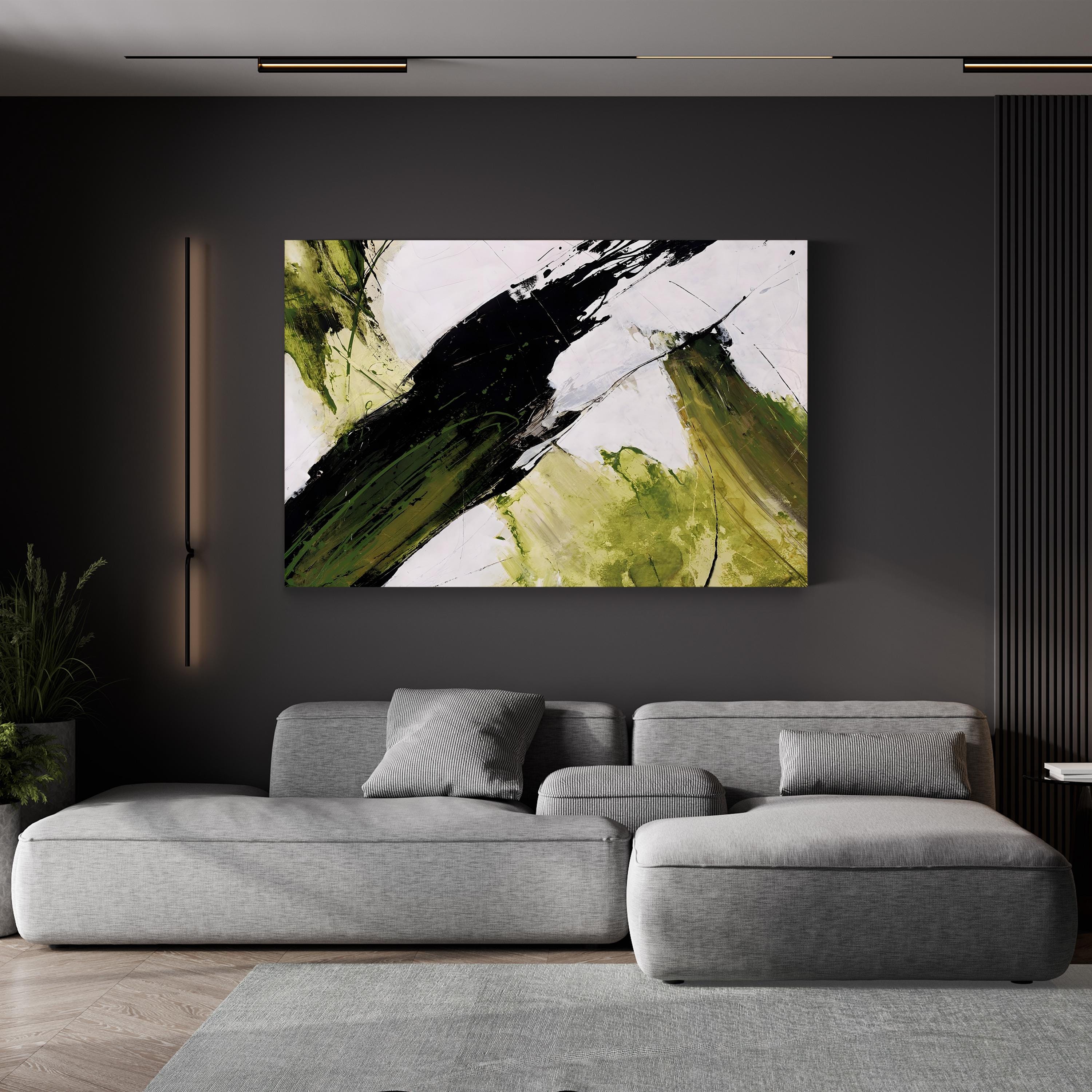 Score Wall Art by Joshua Schicker | Contemporary Abstract Green Brushstroke Canvas