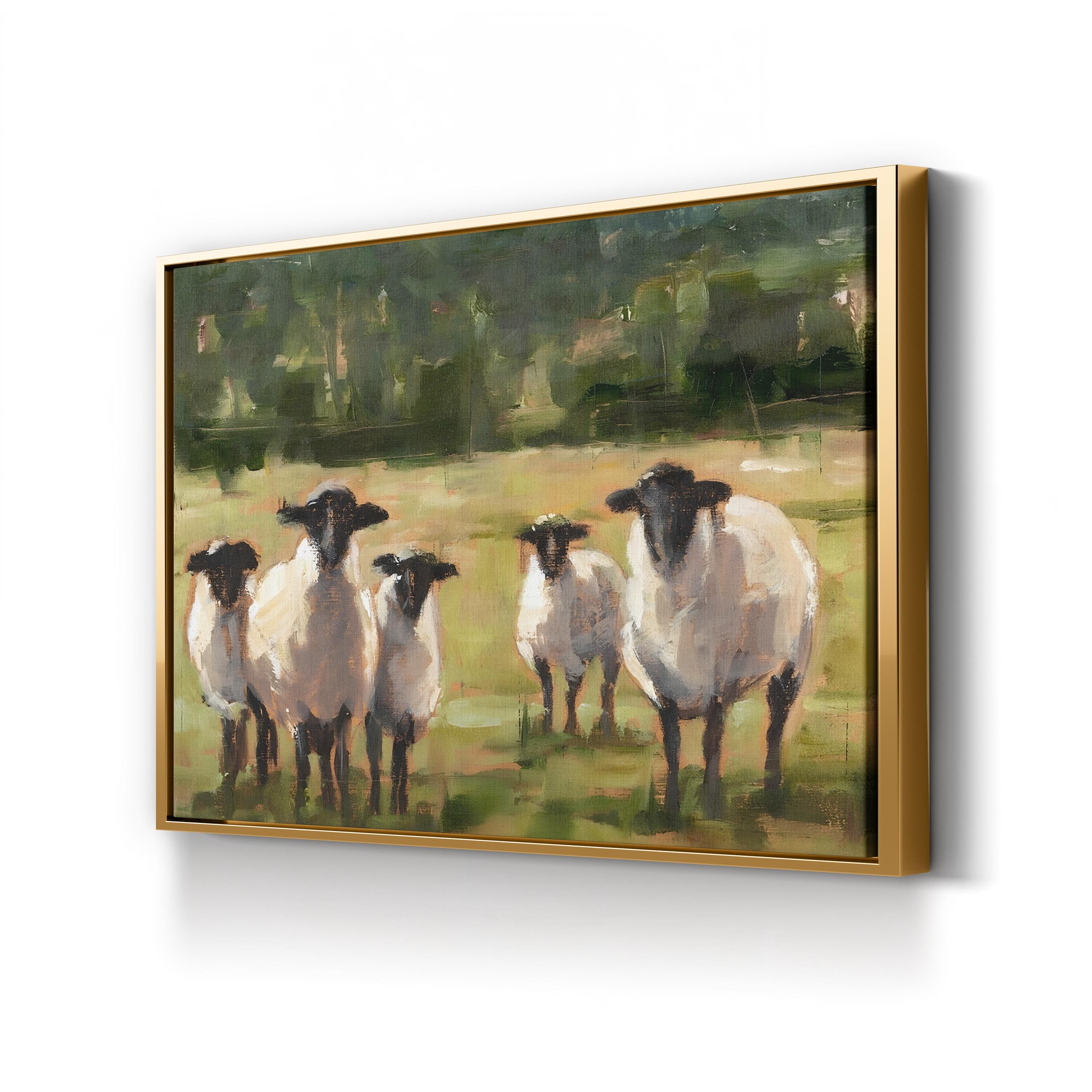 Sheep Family I Wall Art by Ethan Harper – Neutral Wildlife Farm Landscape Canvas Print