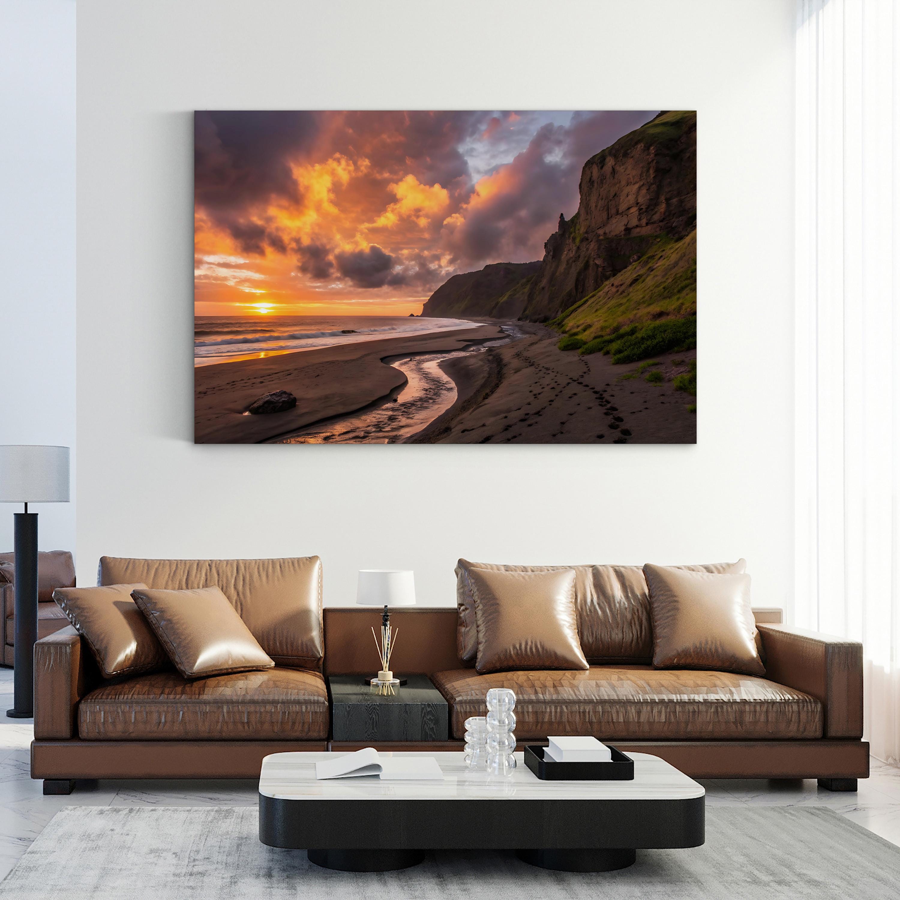 Coastal Sunset Cliff Seascape in Oregon: Shoreline Landscape Photography
