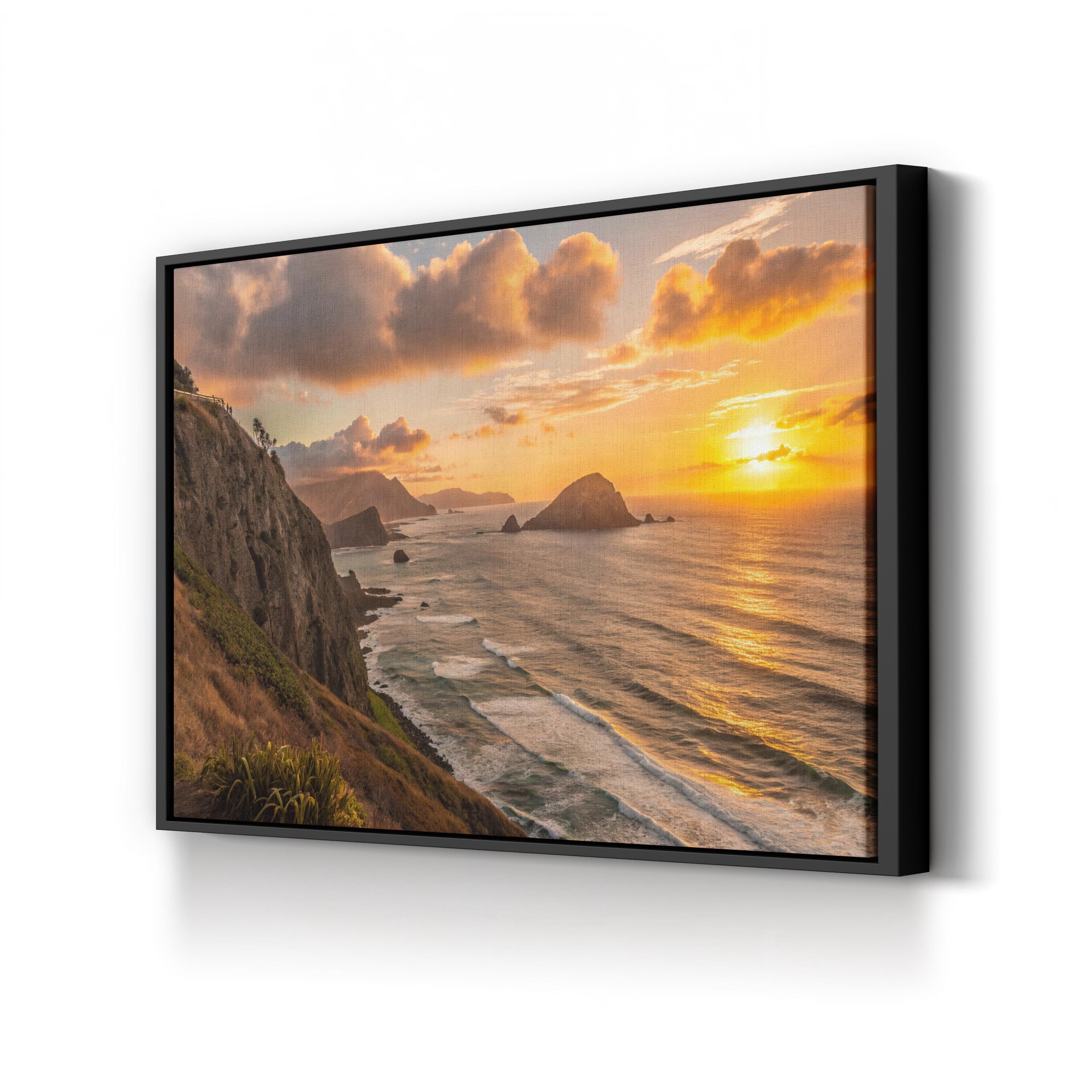 Sunset Vista Canvas Print – Coastal Landscape Framed Wall Art